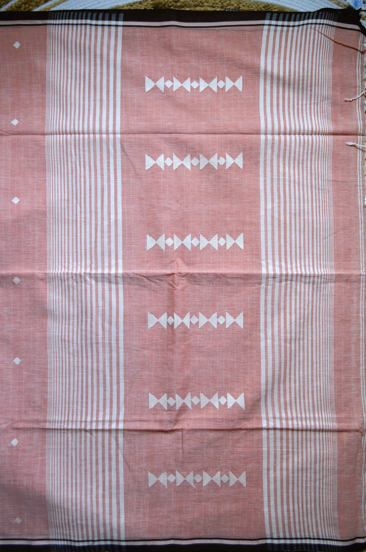 Peach Bengal Tangail Handloom Saree