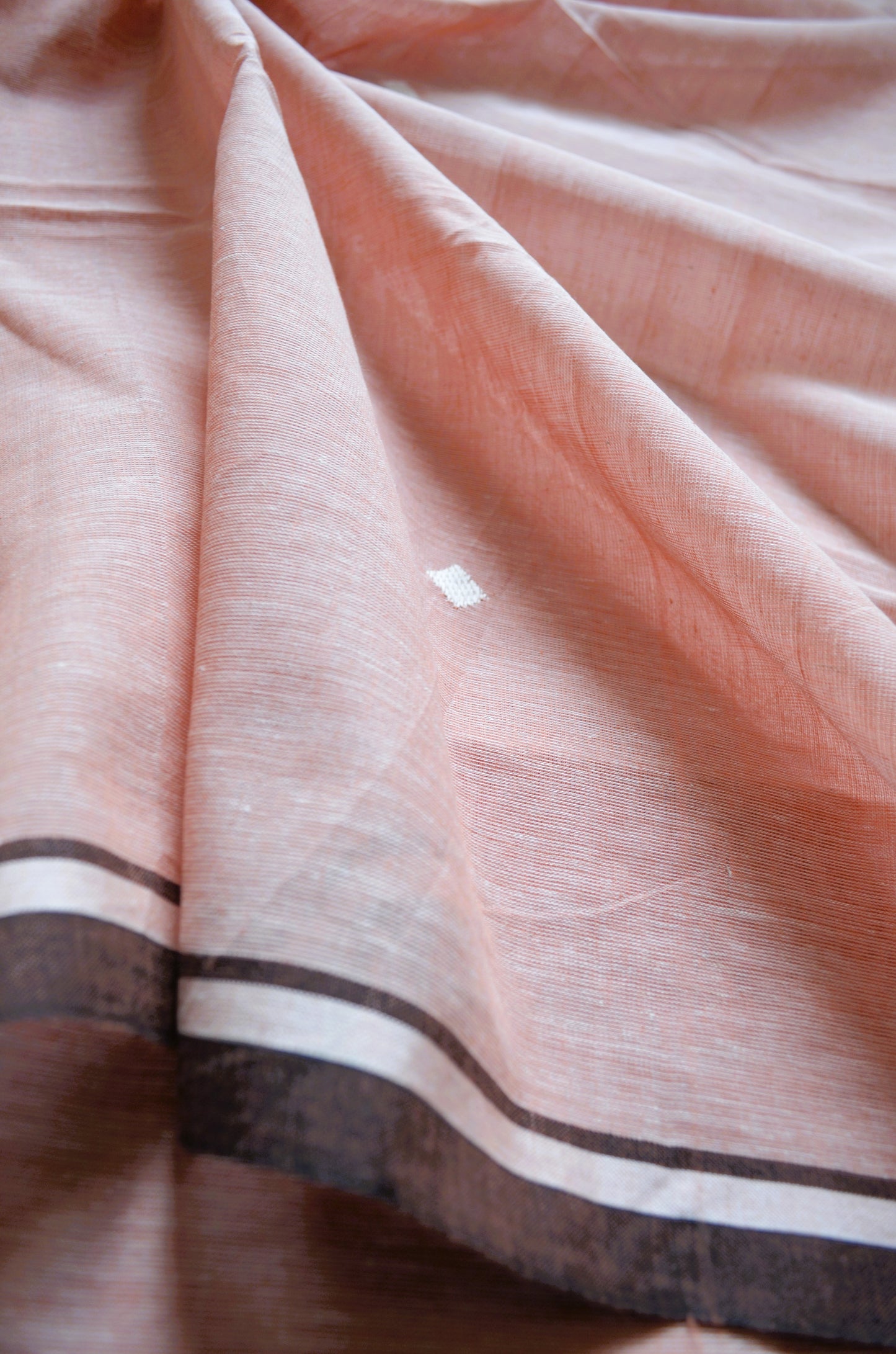 Peach Bengal Tangail Handloom Saree