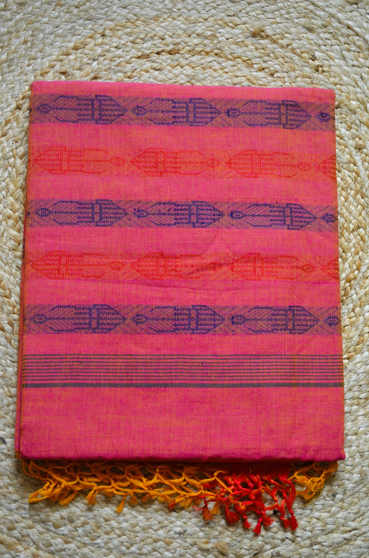 Magenta Buttery Mul Cotton Bengal Muslin Handloom Saree