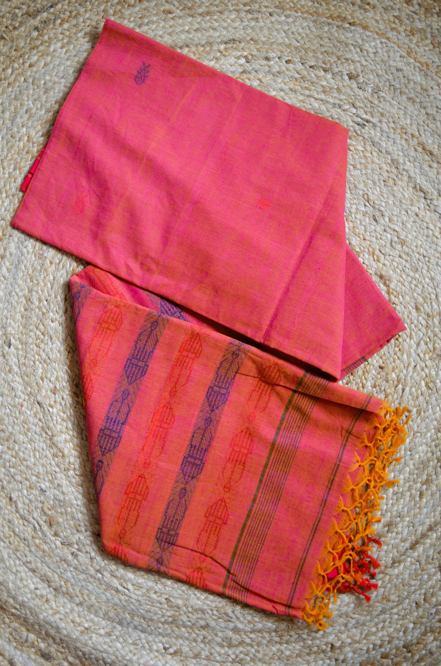 Magenta Buttery Mul Cotton Bengal Muslin Handloom Saree