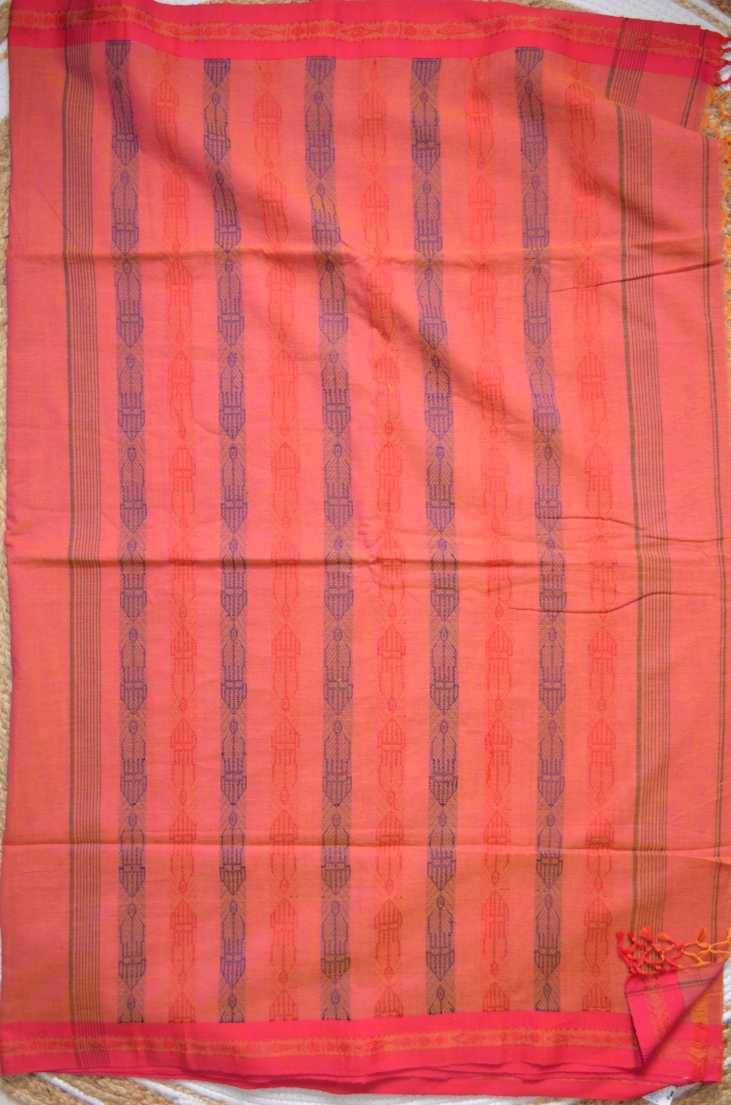 Magenta Buttery Mul Cotton Bengal Muslin Handloom Saree