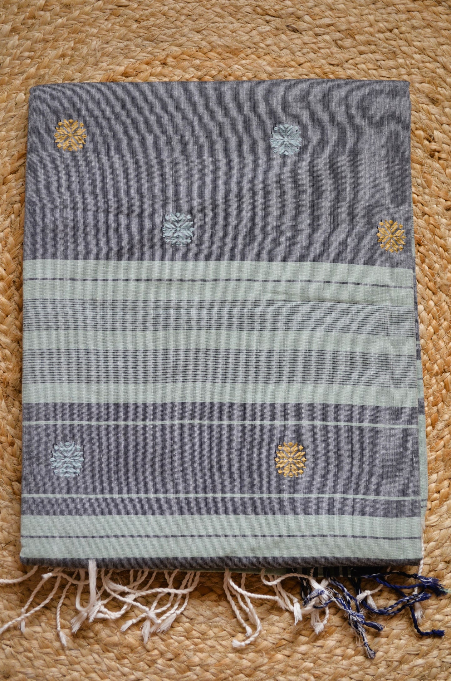 Seafoam Buttery Mul Cotton Bengal Muslin Handloom Saree