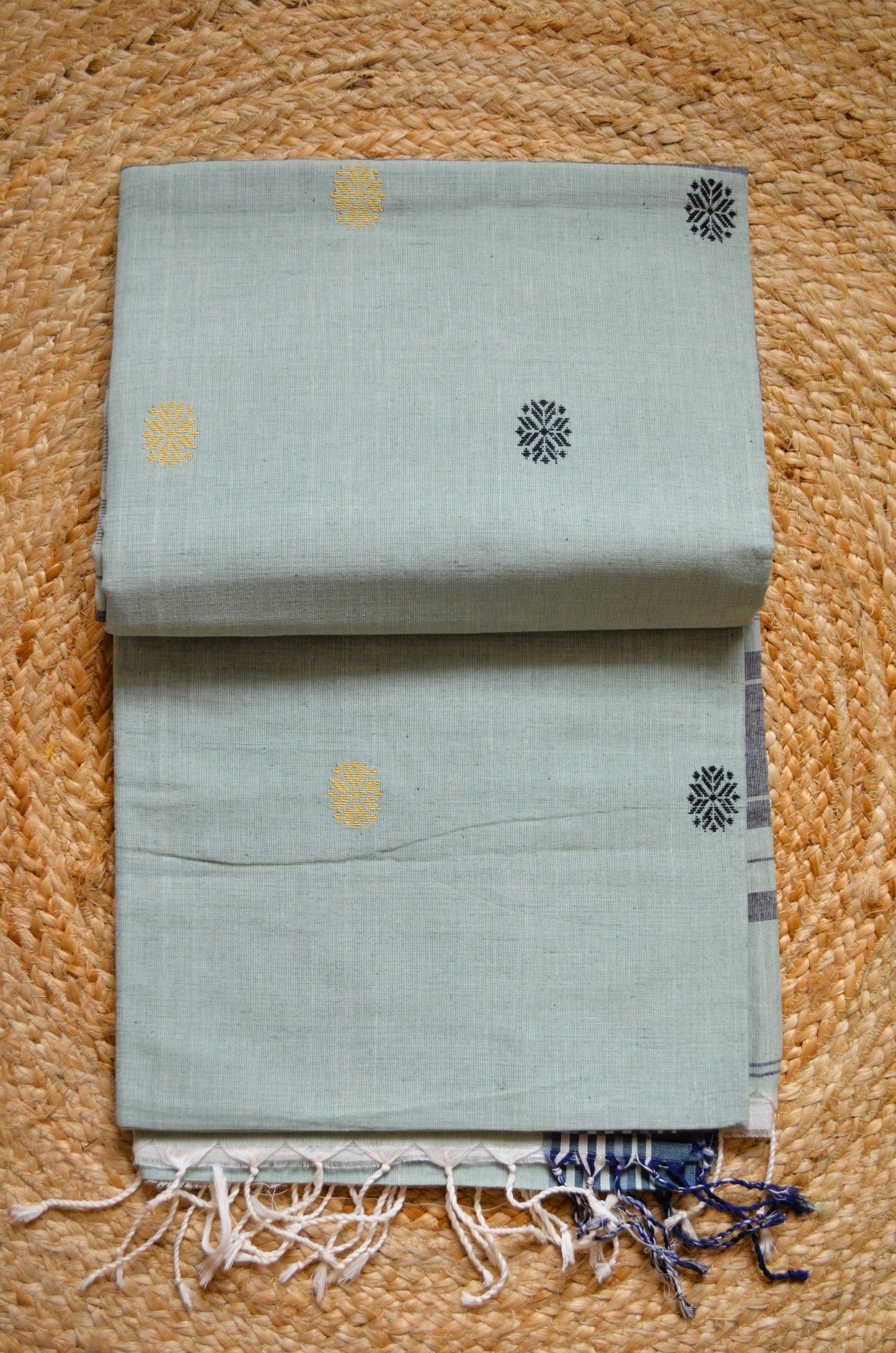 Seafoam Buttery Mul Cotton Bengal Muslin Handloom Saree