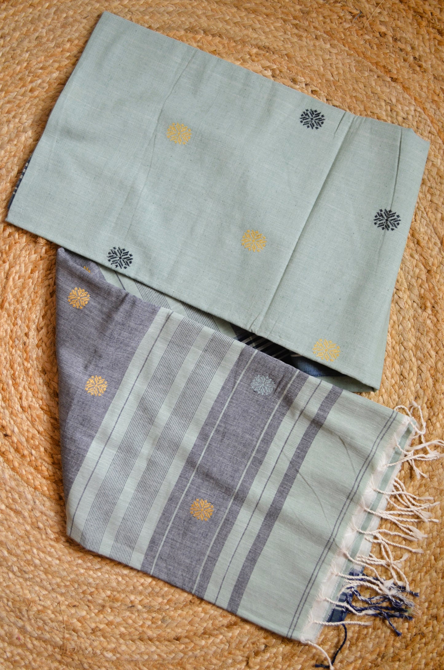 Seafoam Buttery Mul Cotton Bengal Muslin Handloom Saree