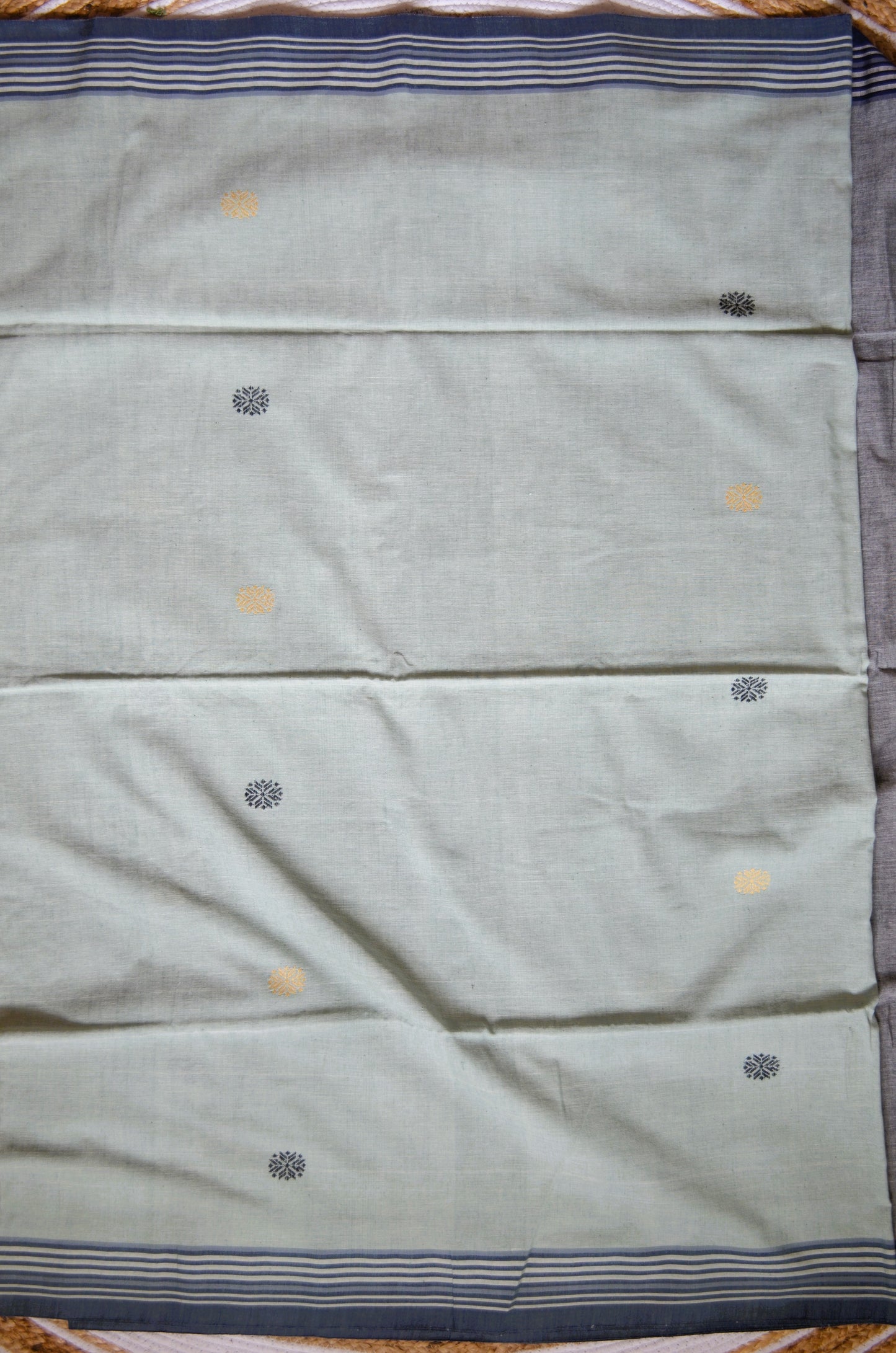 Seafoam Buttery Mul Cotton Bengal Muslin Handloom Saree
