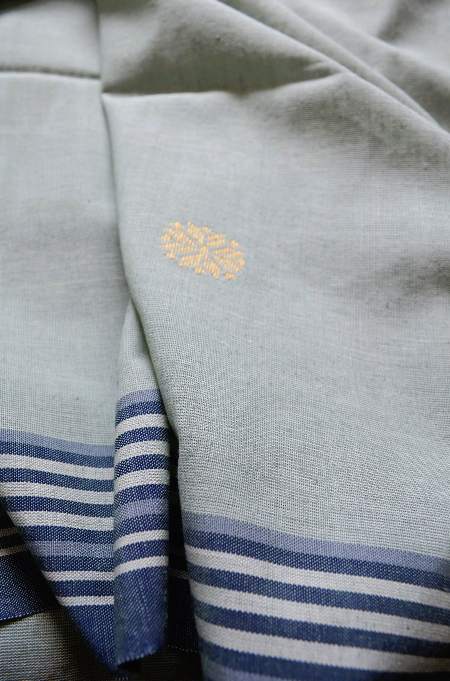 Seafoam Buttery Mul Cotton Bengal Muslin Handloom Saree
