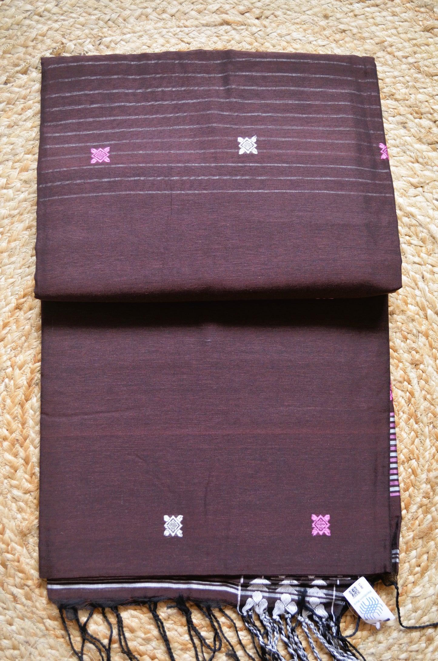 Wine Buttery Mul Cotton Bengal Muslin Handloom Saree