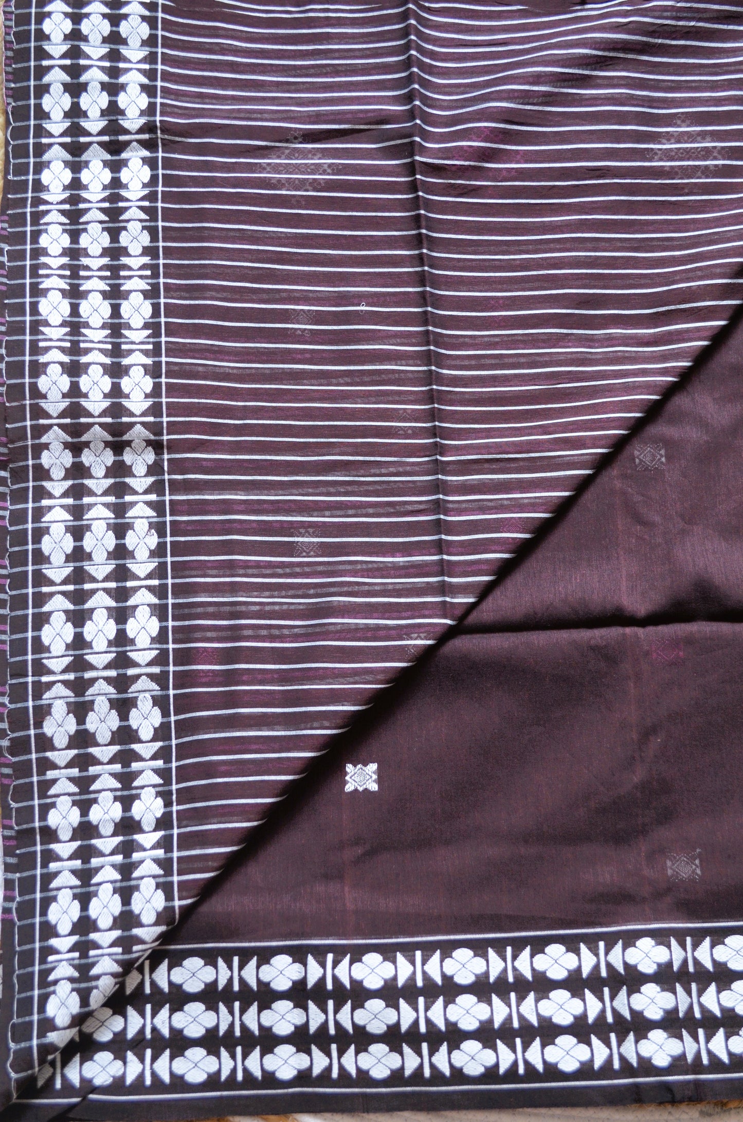 Wine Buttery Mul Cotton Bengal Muslin Handloom Saree