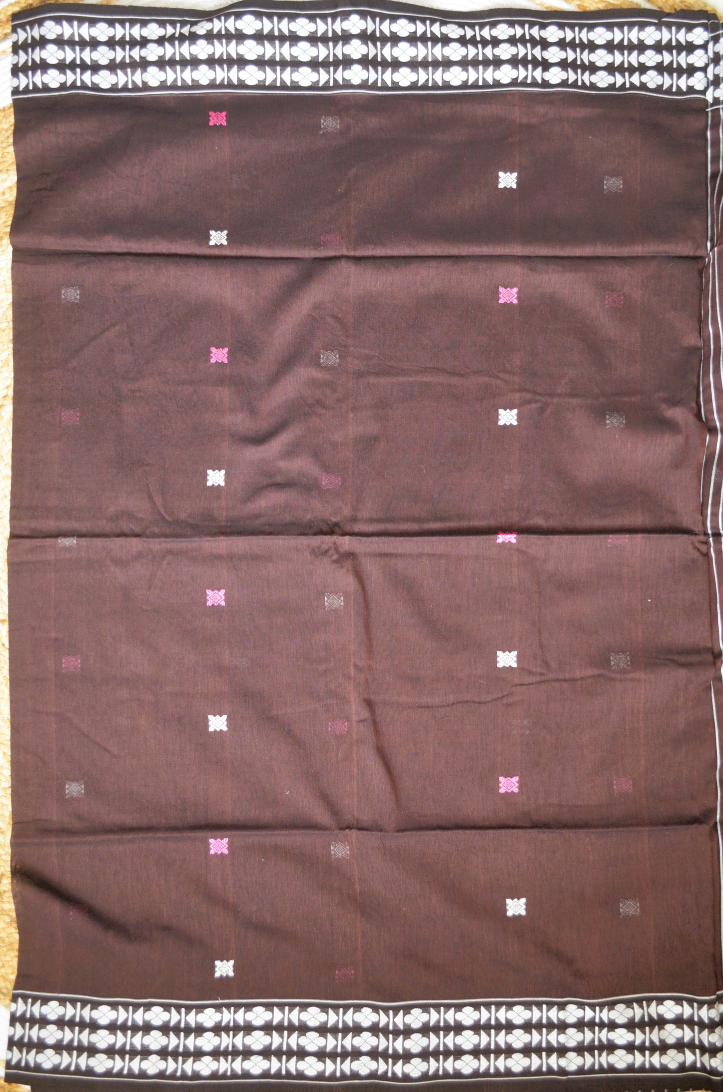 Wine Buttery Mul Cotton Bengal Muslin Handloom Saree