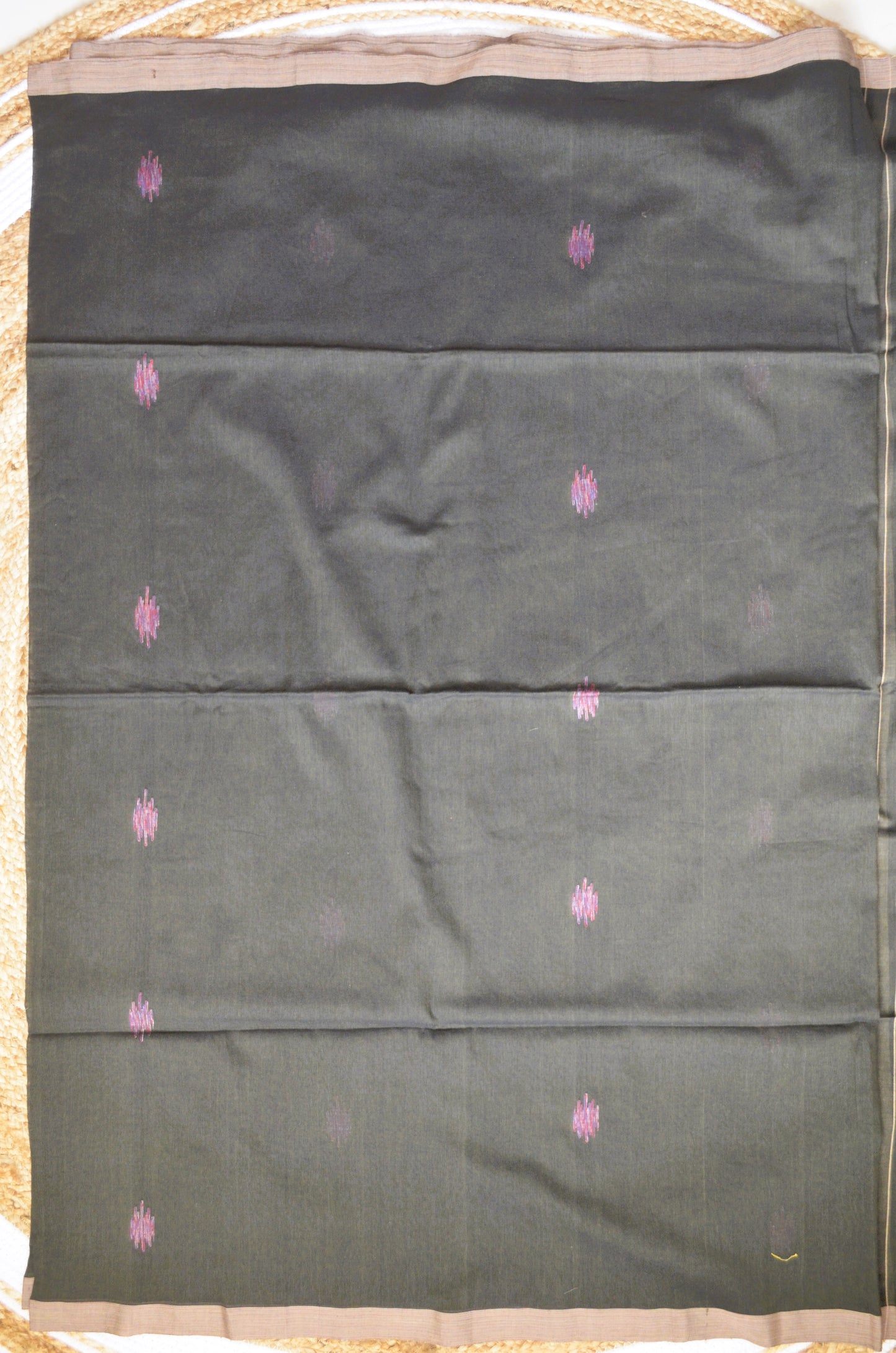 Black Buttery Mul Cotton Bengal Muslin Handloom Saree