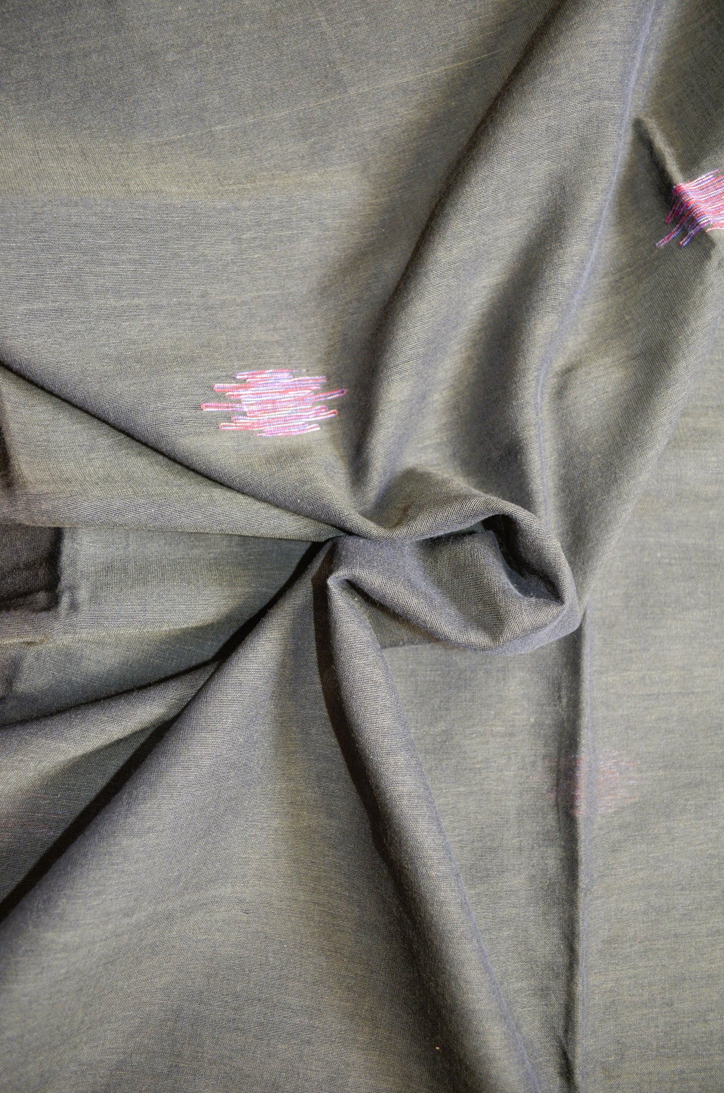Black Buttery Mul Cotton Bengal Muslin Handloom Saree