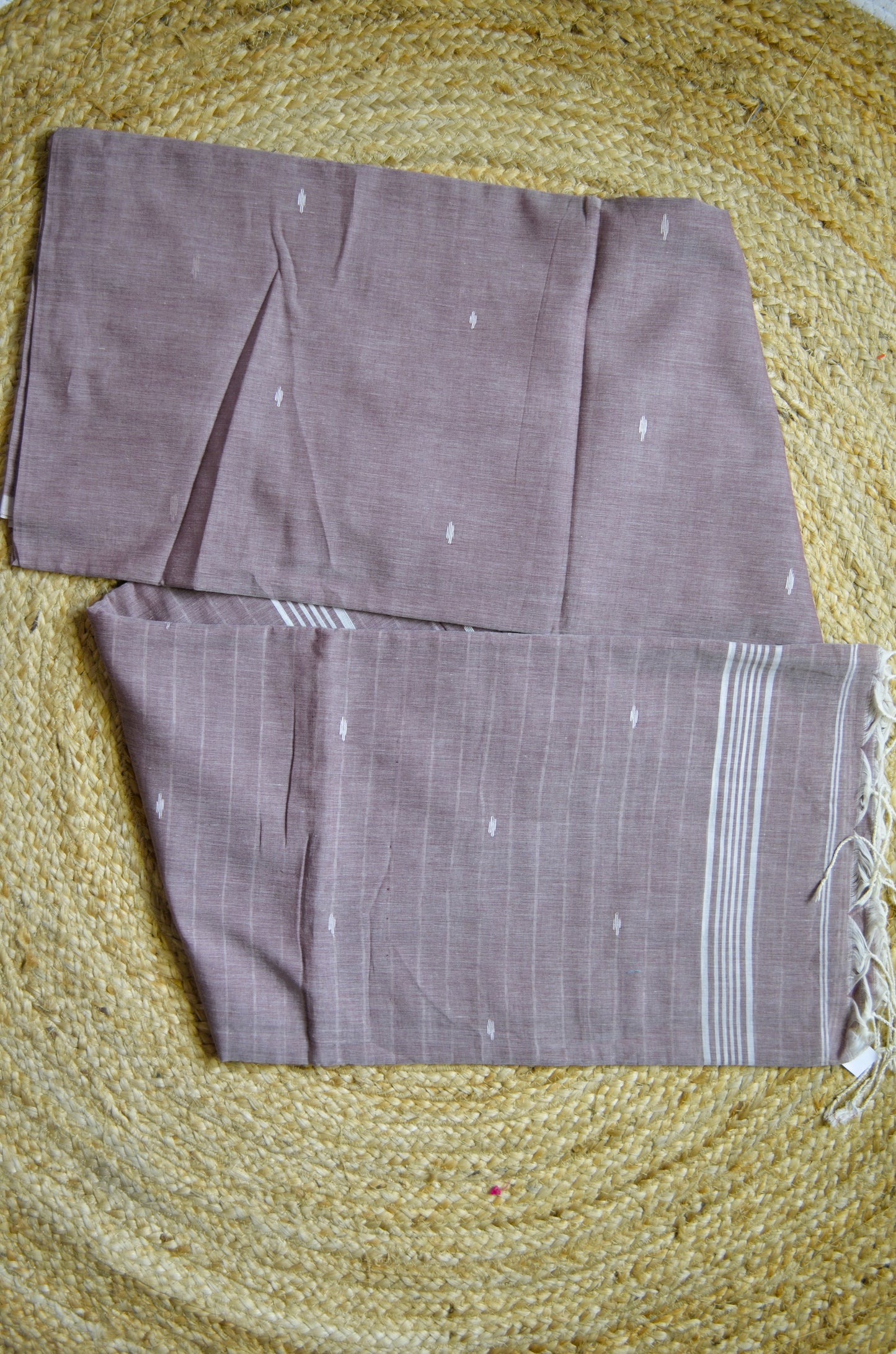 Mauve Buttery Mul Cotton Bengal Muslin Handloom Saree