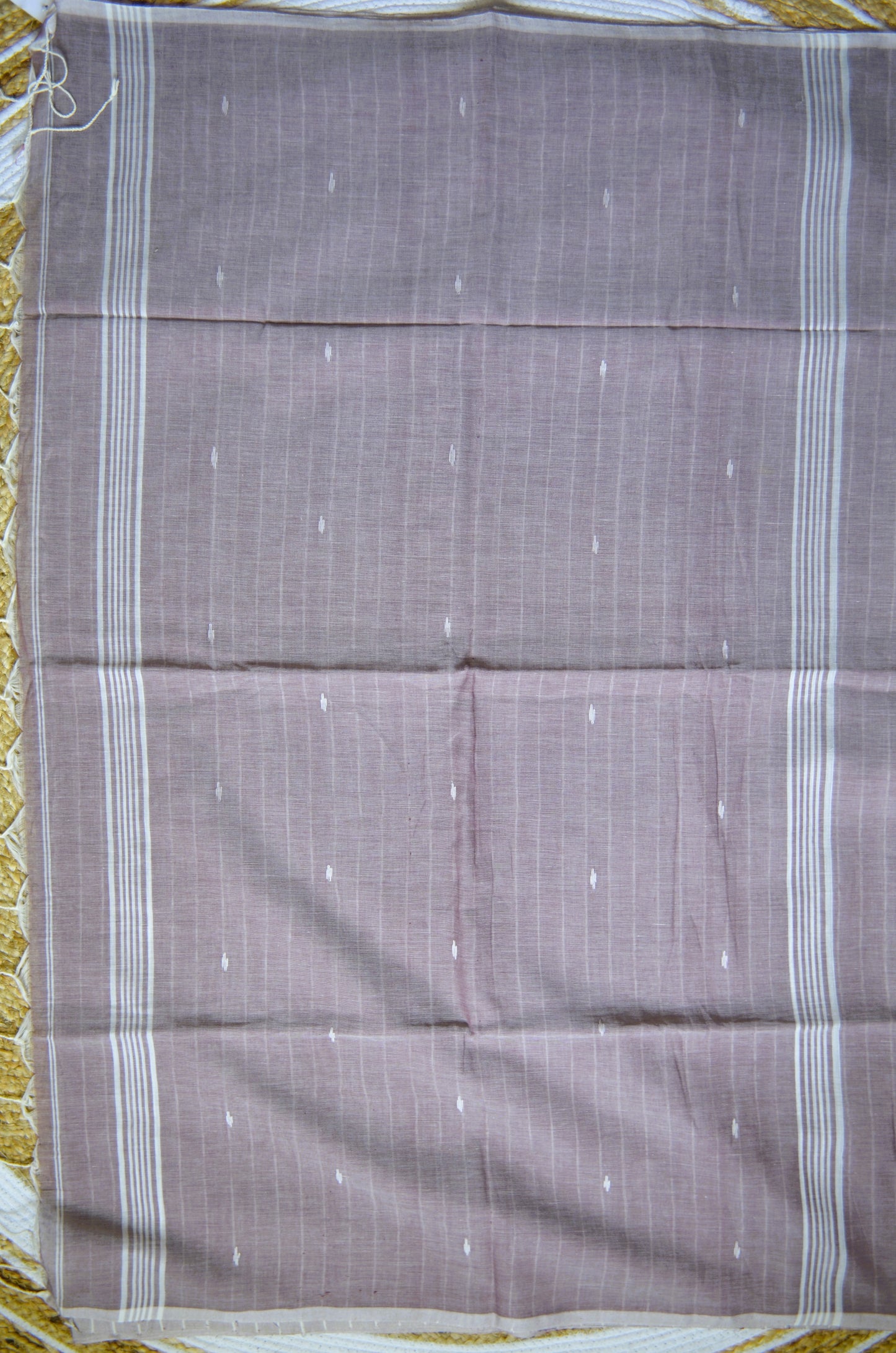 Mauve Buttery Mul Cotton Bengal Muslin Handloom Saree