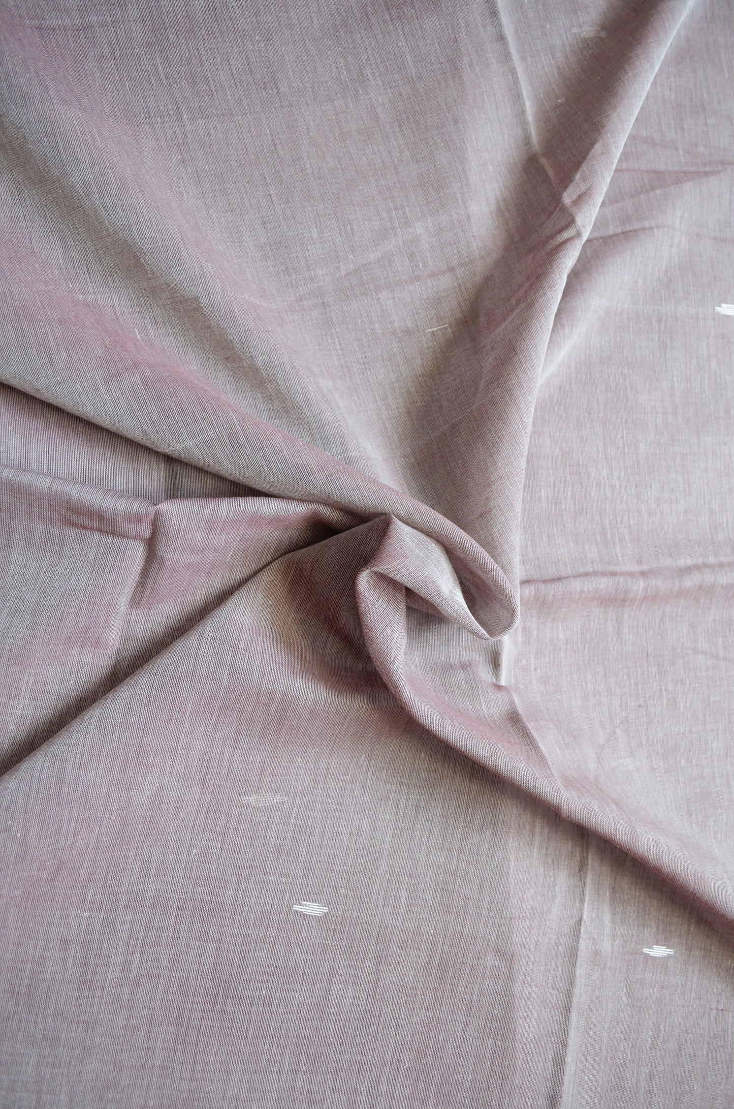 Mauve Buttery Mul Cotton Bengal Muslin Handloom Saree