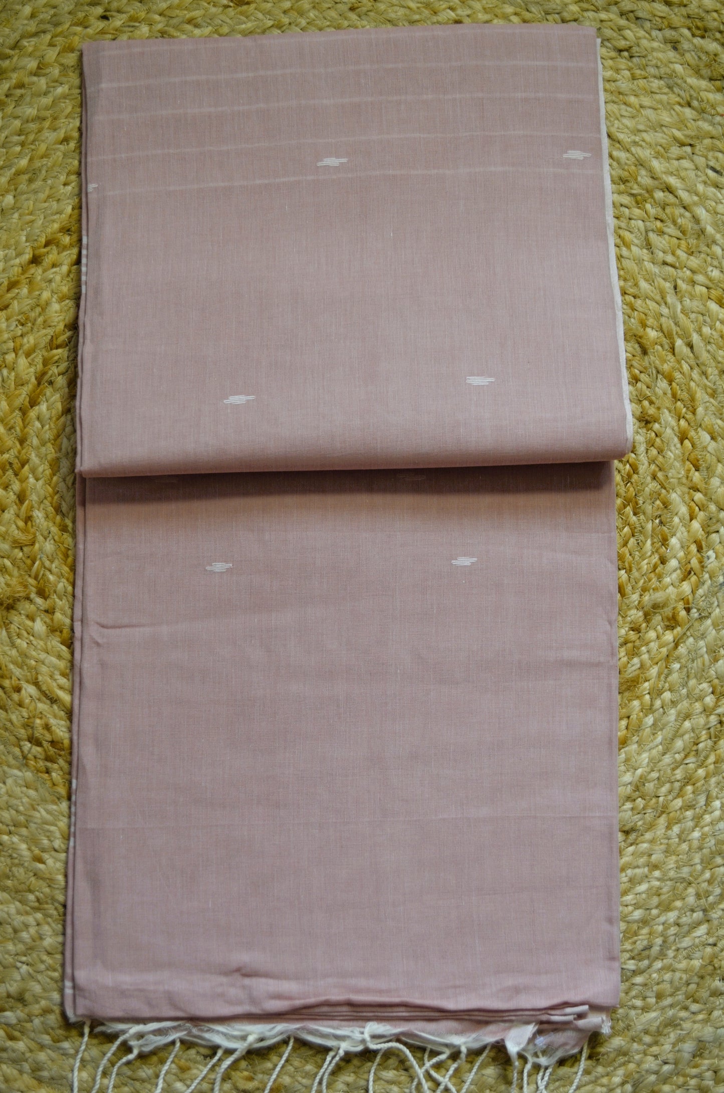 Peach Buttery Mul Cotton Bengal Muslin Handloom Saree