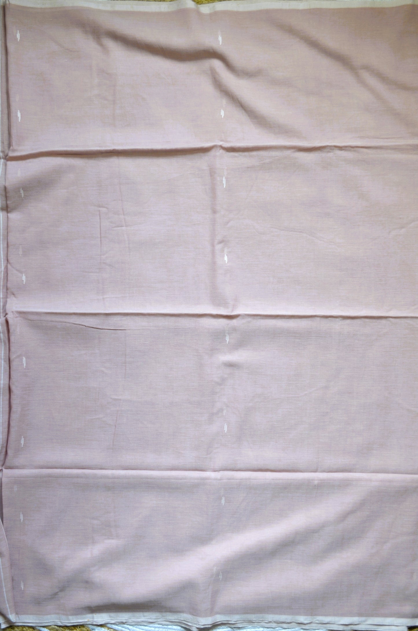 Peach Buttery Mul Cotton Bengal Muslin Handloom Saree