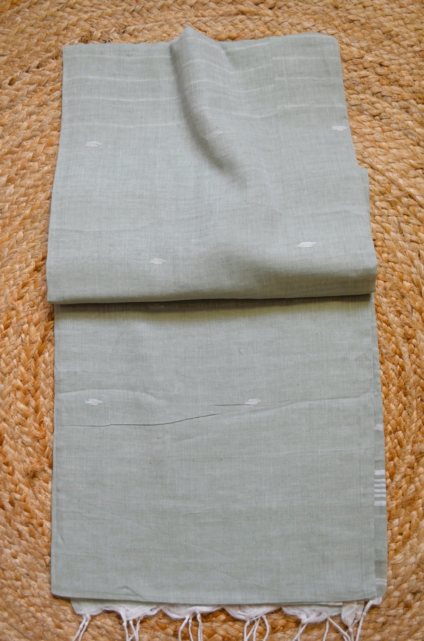 Seafoam Buttery Mul Cotton Bengal Muslin Handloom Saree