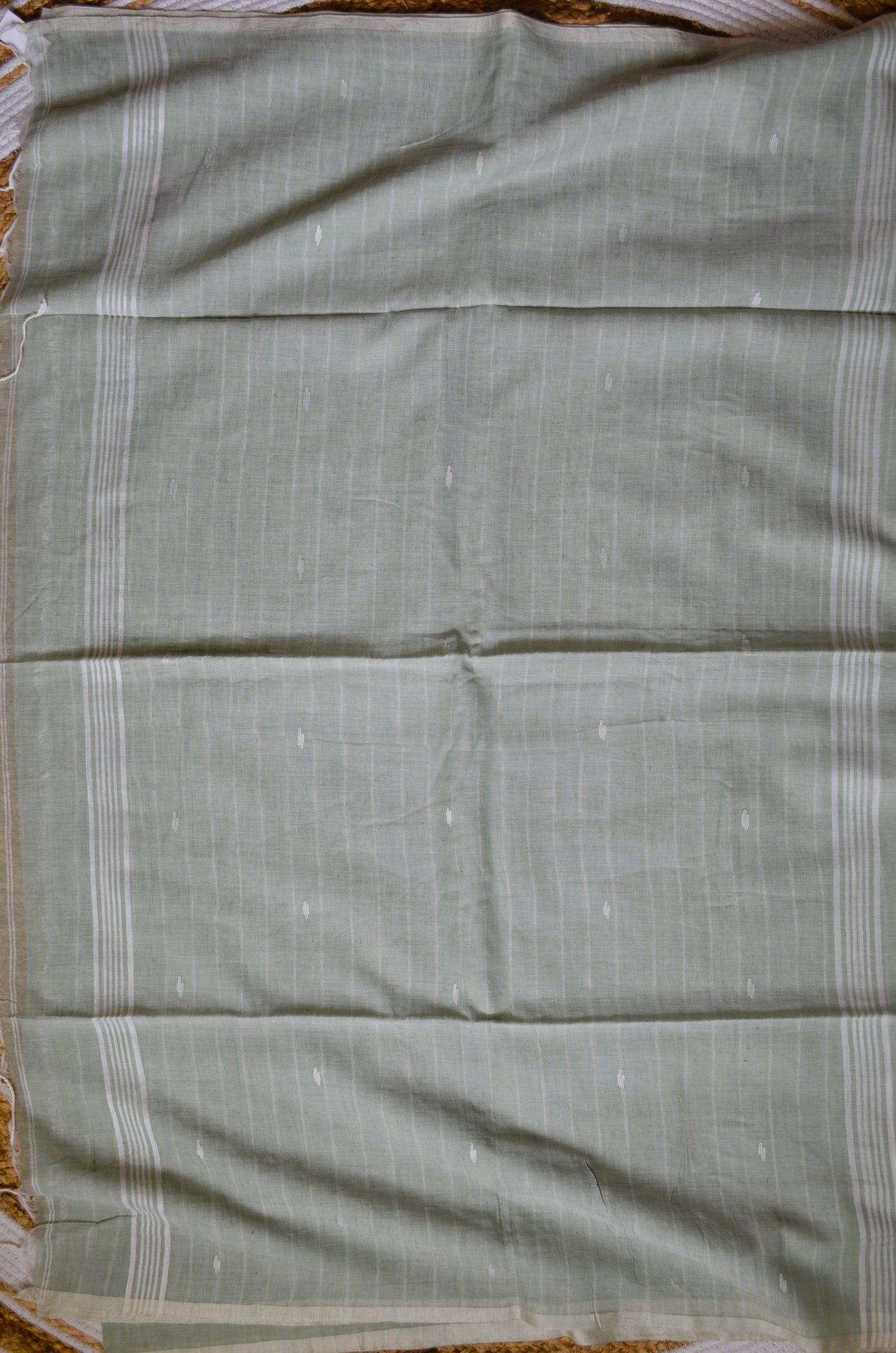 Seafoam Buttery Mul Cotton Bengal Muslin Handloom Saree