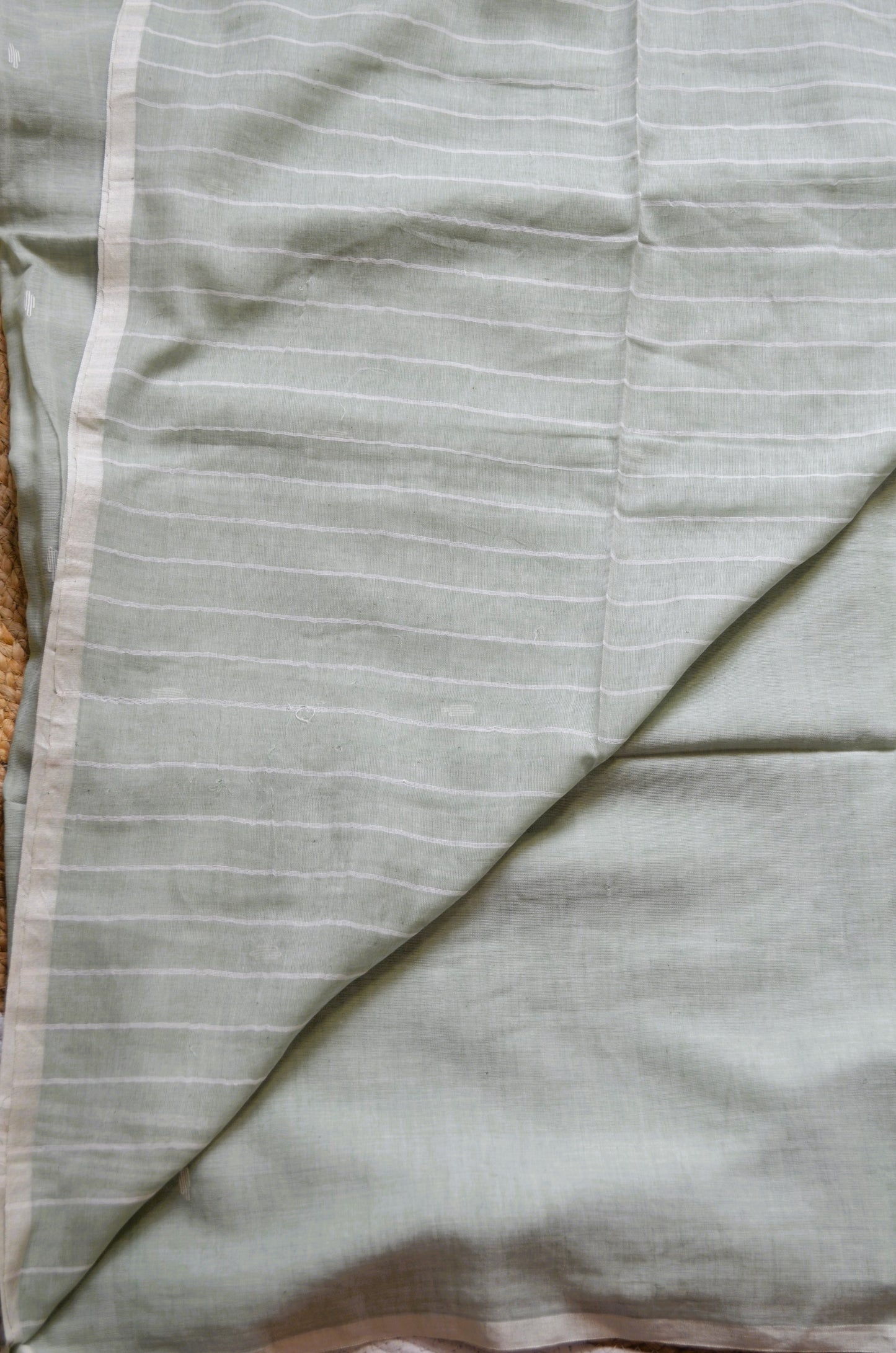 Seafoam Buttery Mul Cotton Bengal Muslin Handloom Saree