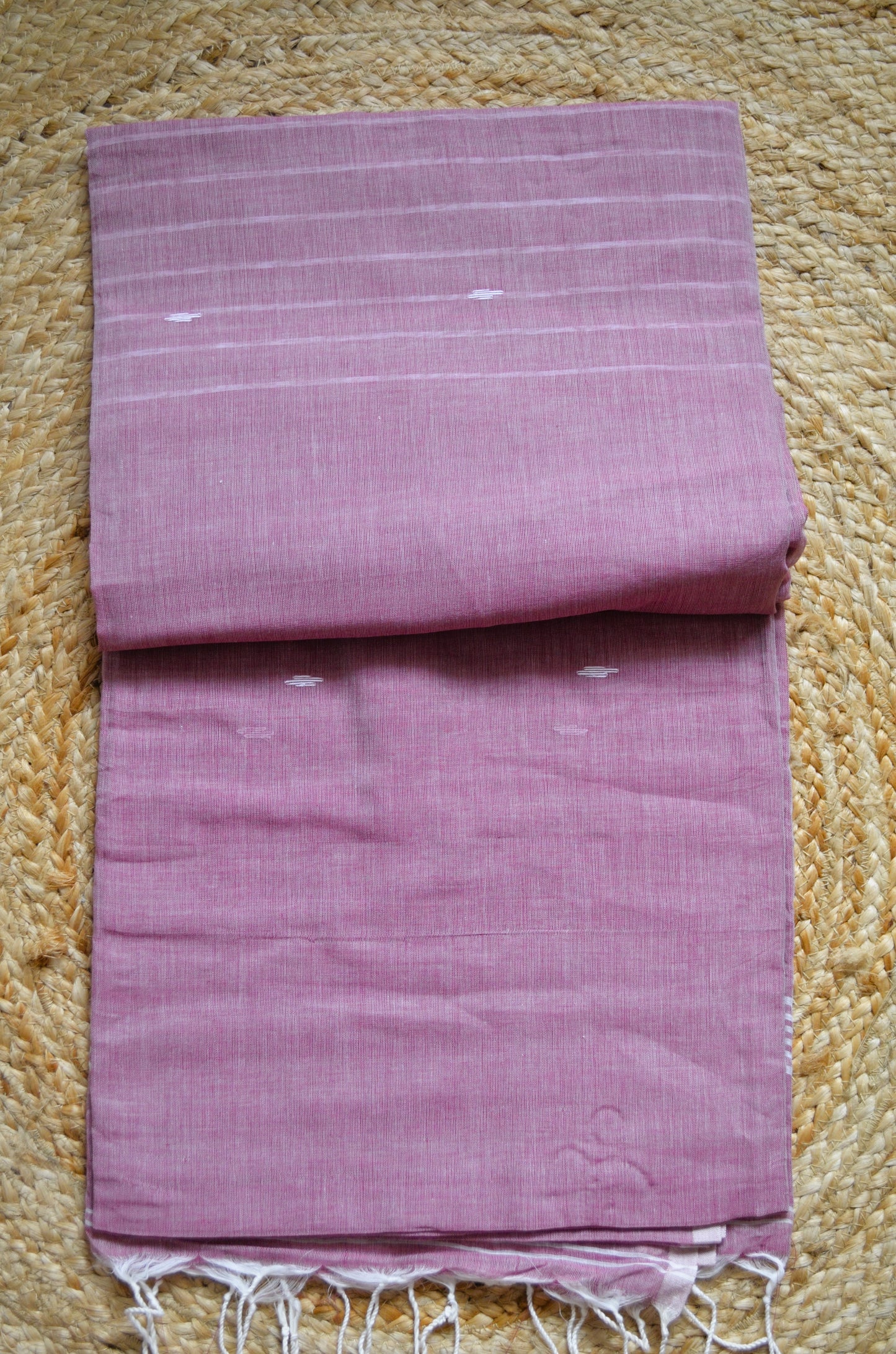 Rouge Buttery Mul Cotton Bengal Muslin Handloom Saree
