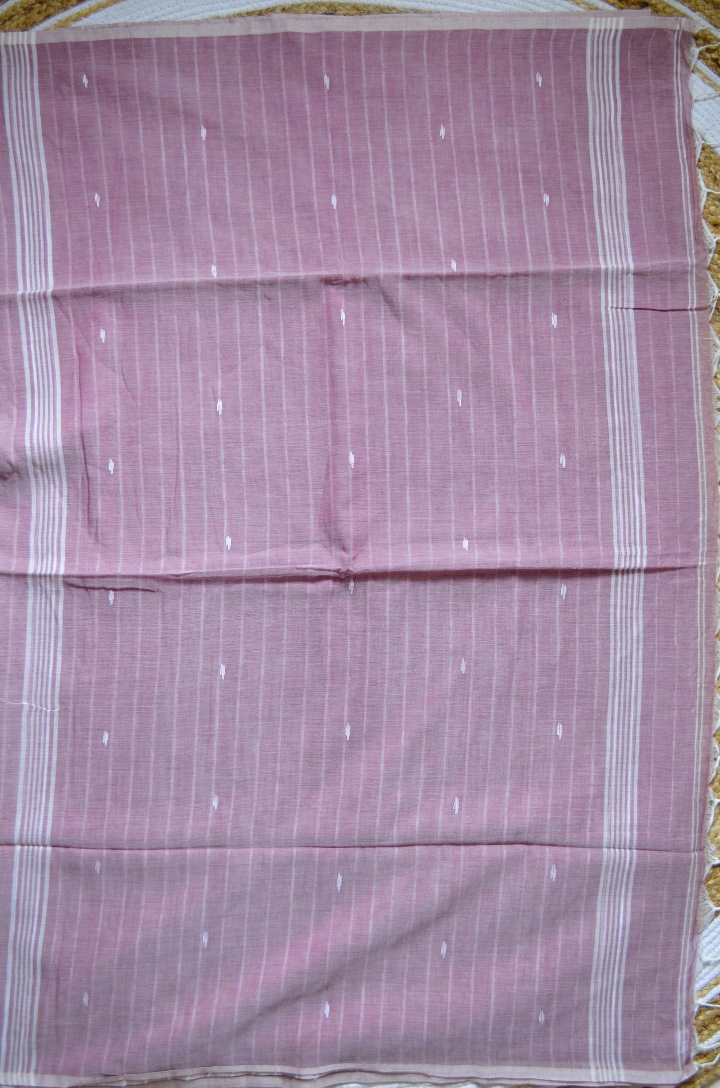 Rouge Buttery Mul Cotton Bengal Muslin Handloom Saree