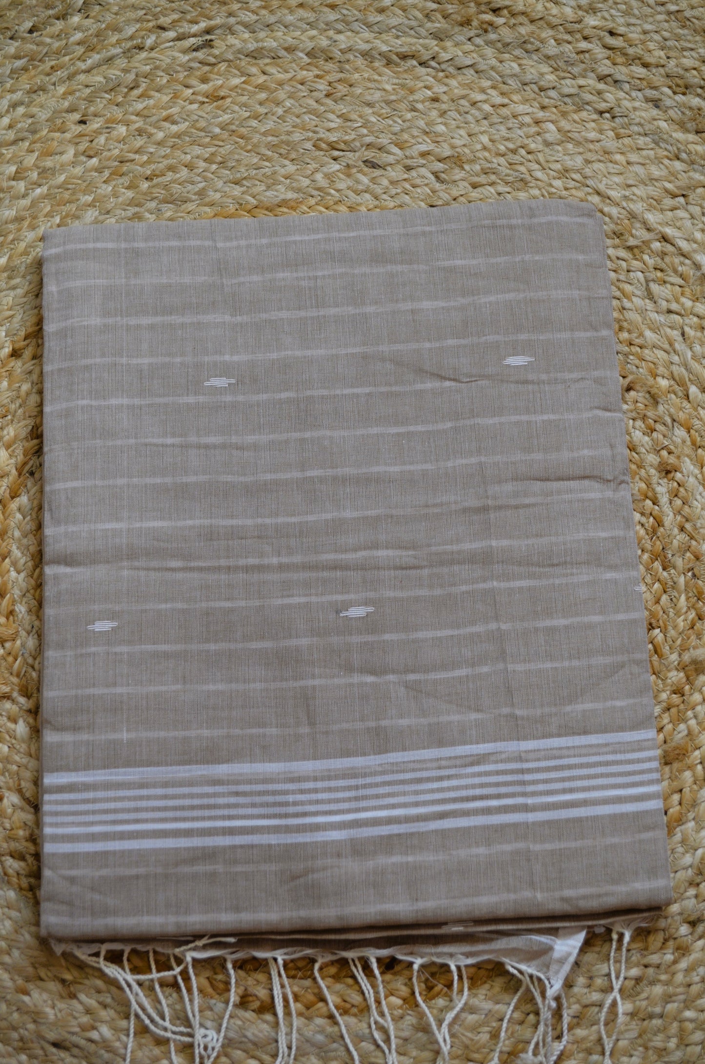 Cinnamon Buttery Mul Cotton Bengal Muslin Handloom Saree