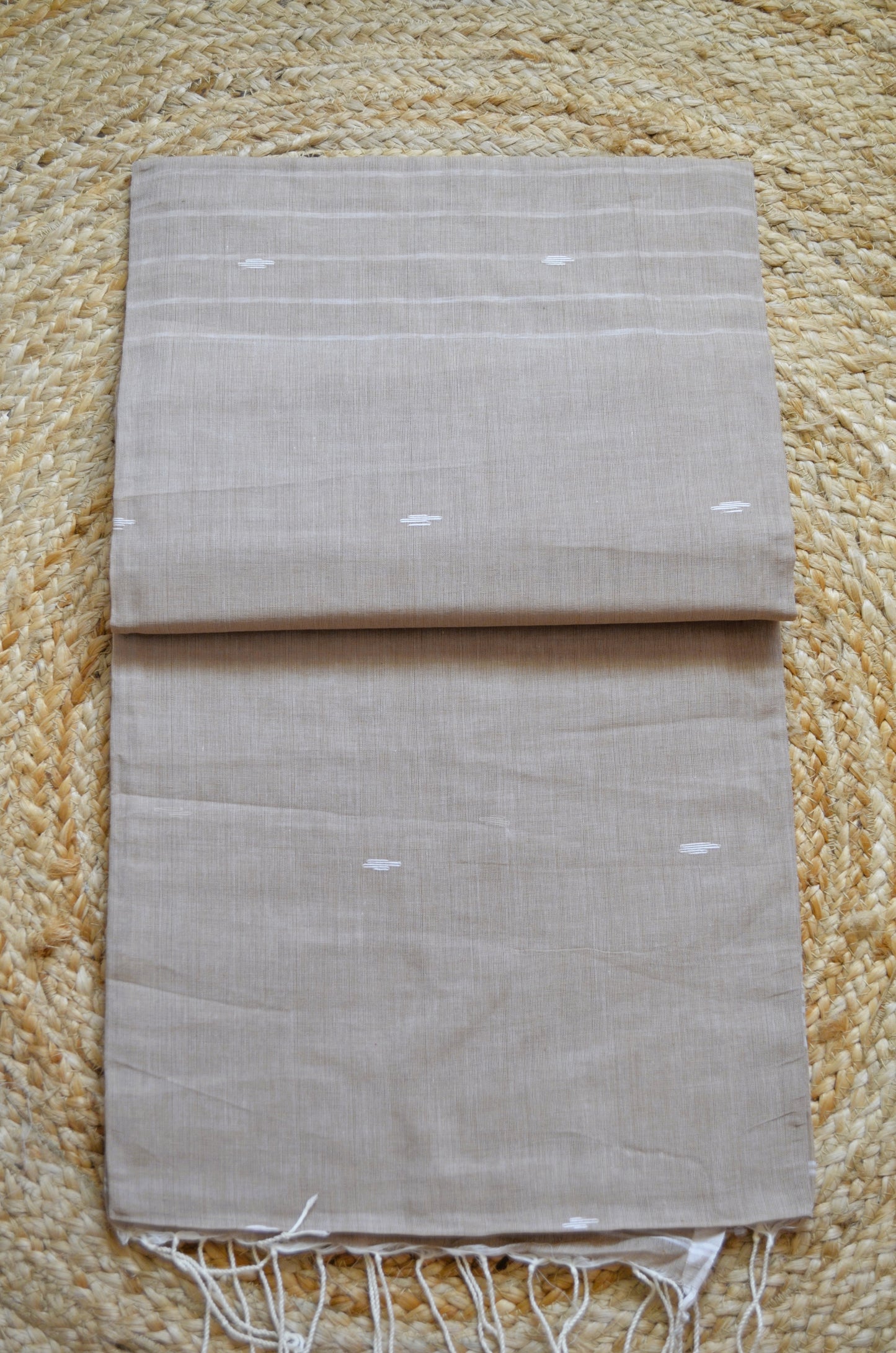 Cinnamon Buttery Mul Cotton Bengal Muslin Handloom Saree