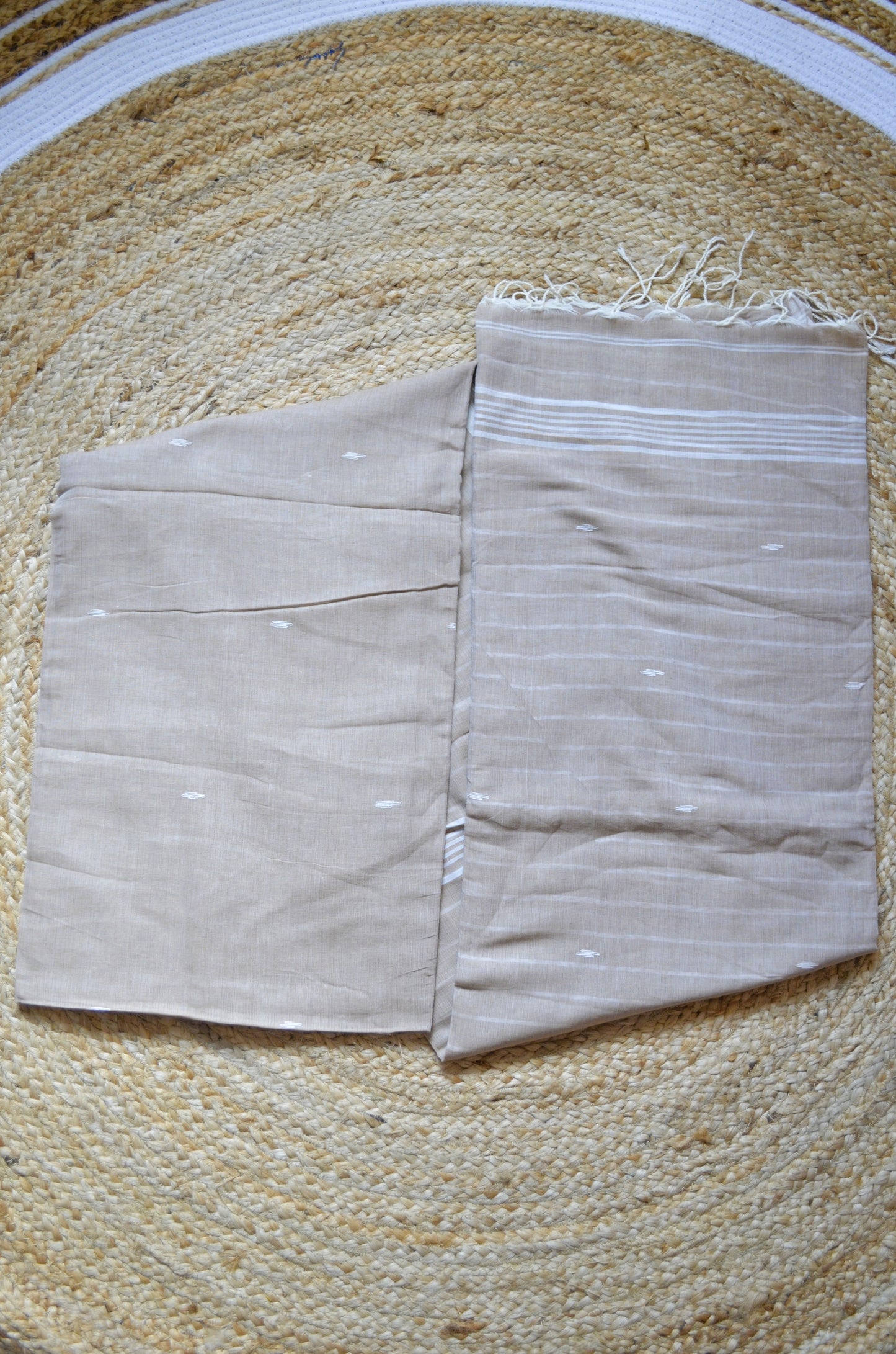 Cinnamon Buttery Mul Cotton Bengal Muslin Handloom Saree