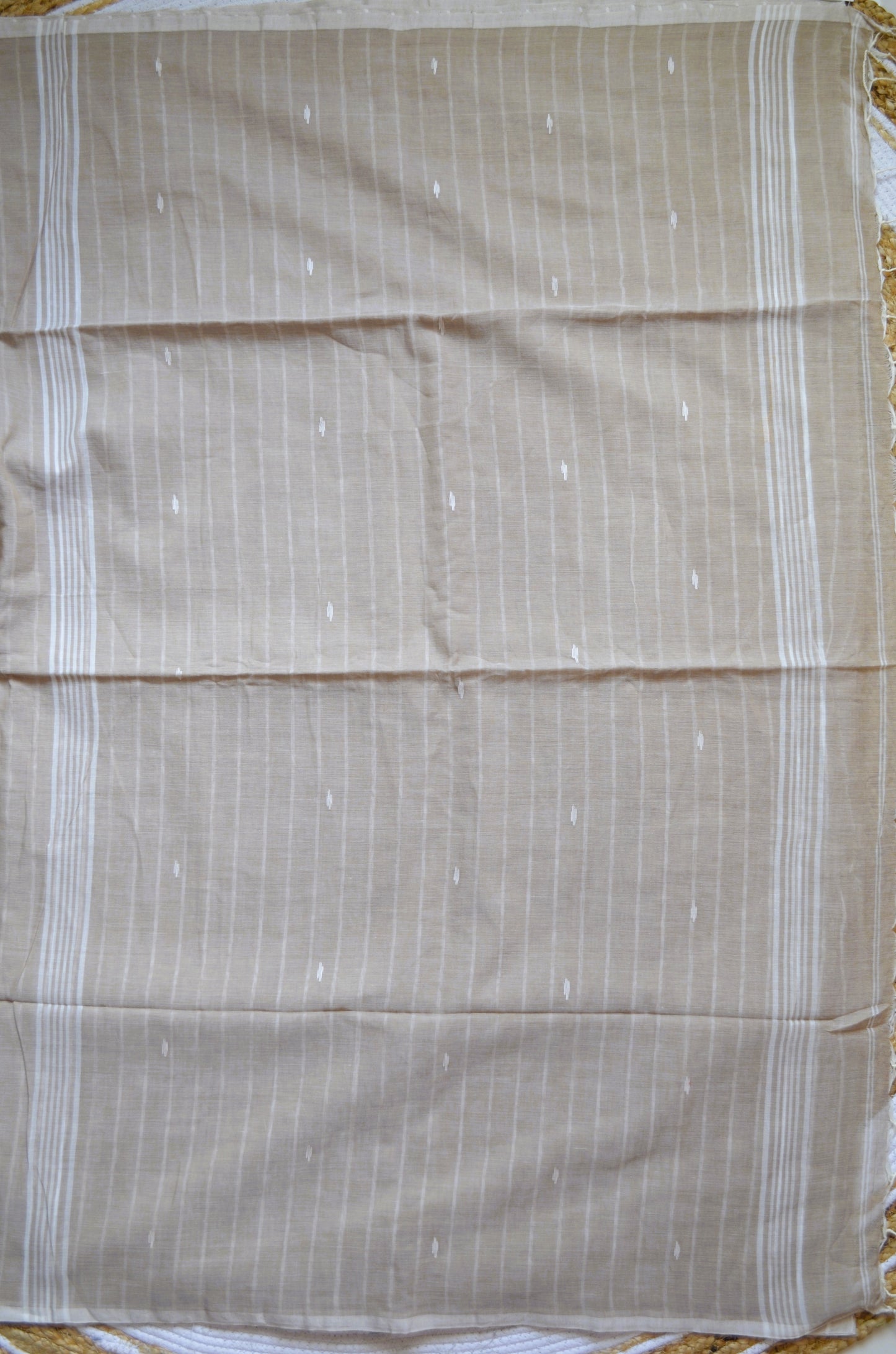 Cinnamon Buttery Mul Cotton Bengal Muslin Handloom Saree