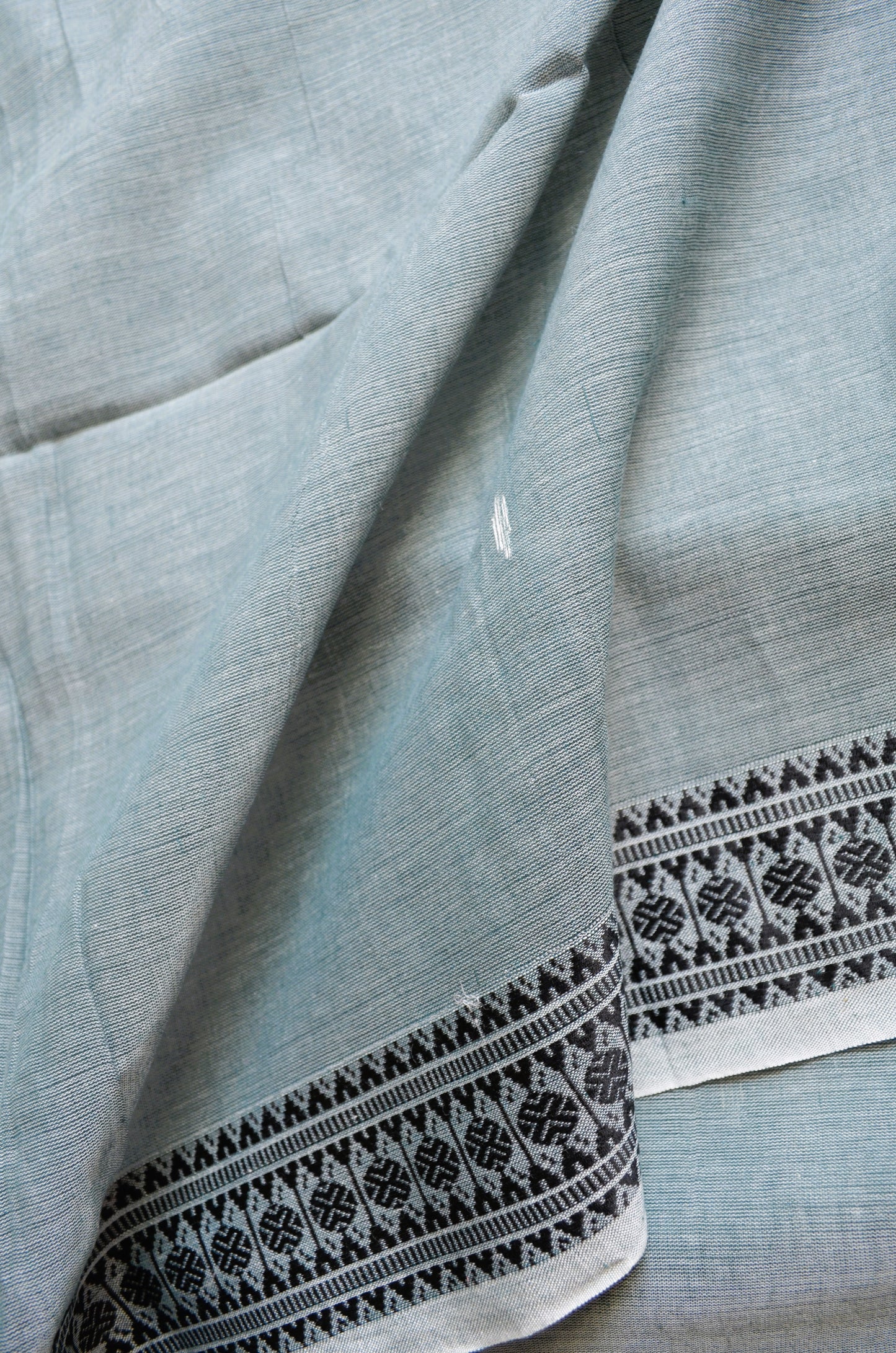 Bottle Green Buttery Mul Cotton Bengal Muslin Handloom Saree