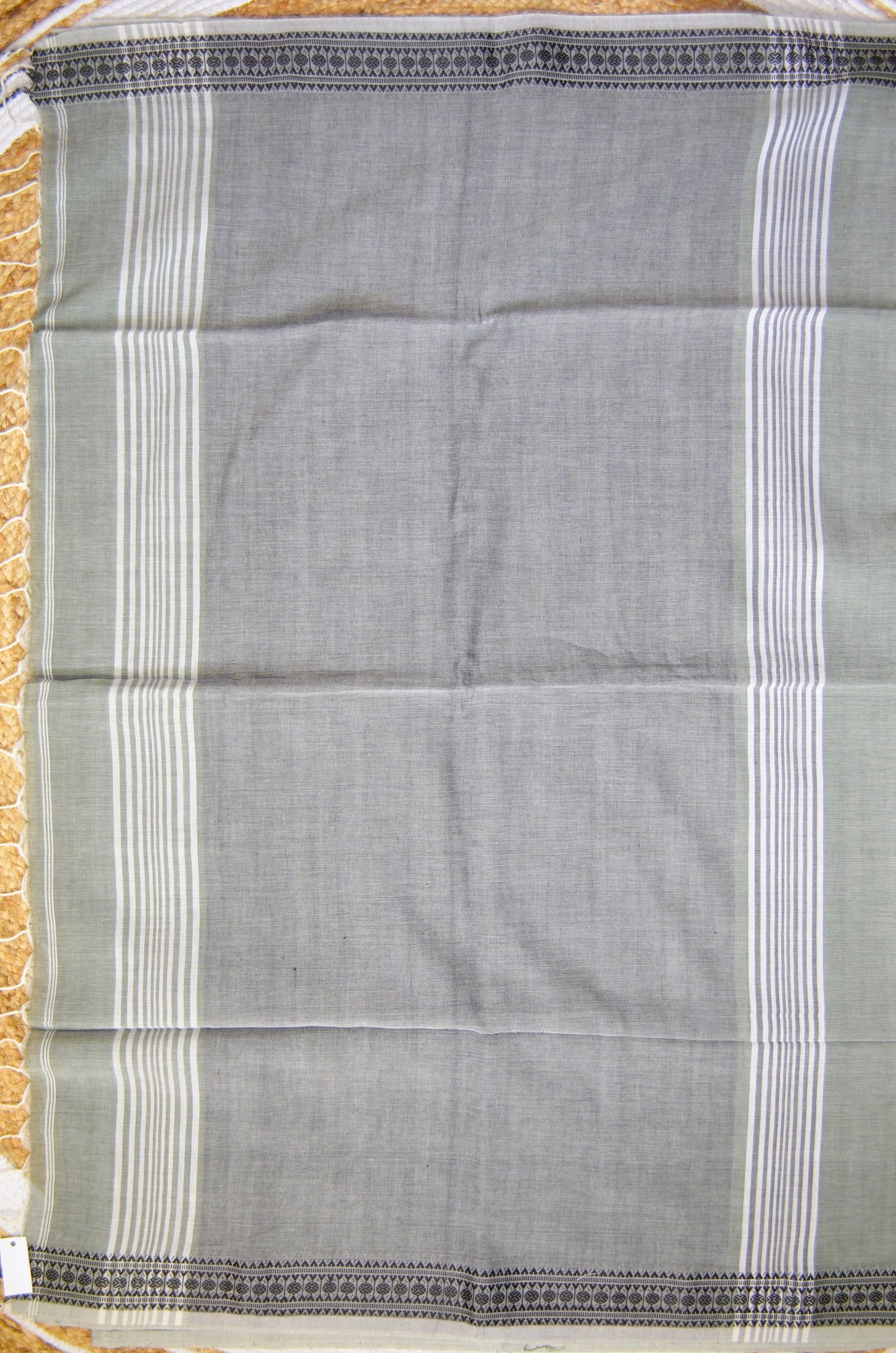Olive Buttery Mul Cotton Bengal Muslin Handloom Saree