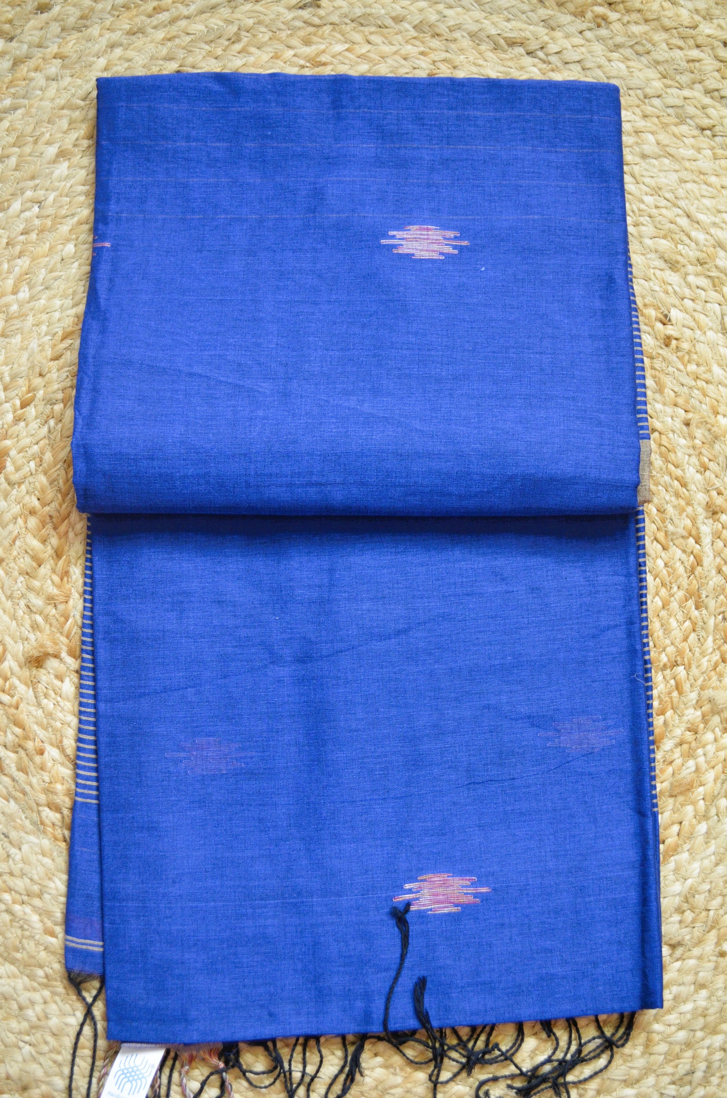 Navy Buttery Mul Cotton Bengal Muslin Ghicha Handloom Saree