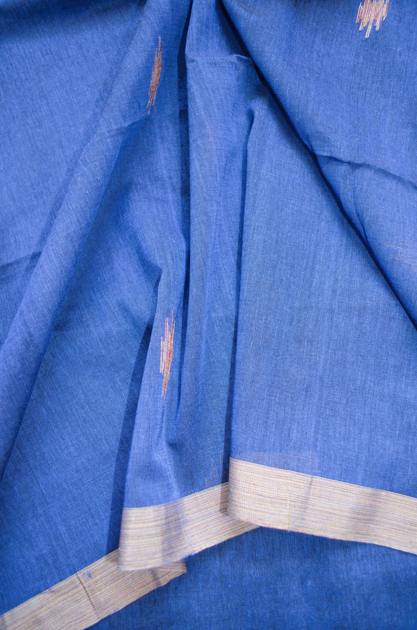 Navy Buttery Mul Cotton Bengal Muslin Ghicha Handloom Saree