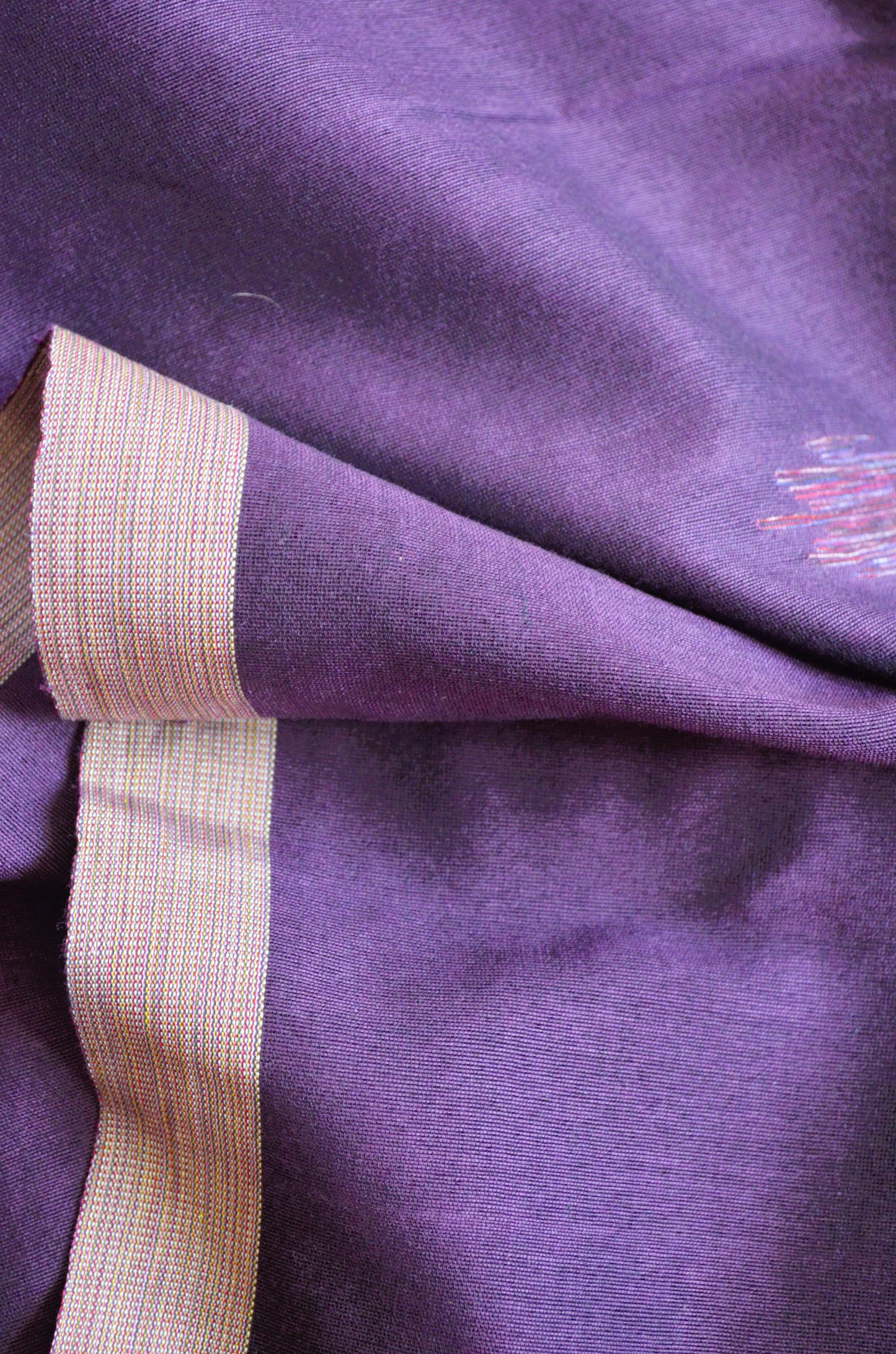 Purple Buttery Mul Cotton Bengal Muslin Ghicha Handloom Saree