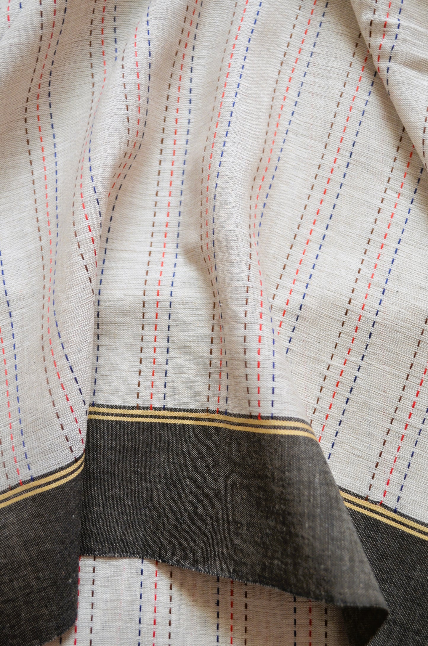 Beige Buttery Mul Cotton Bengal Muslin Kantha Handloom Saree