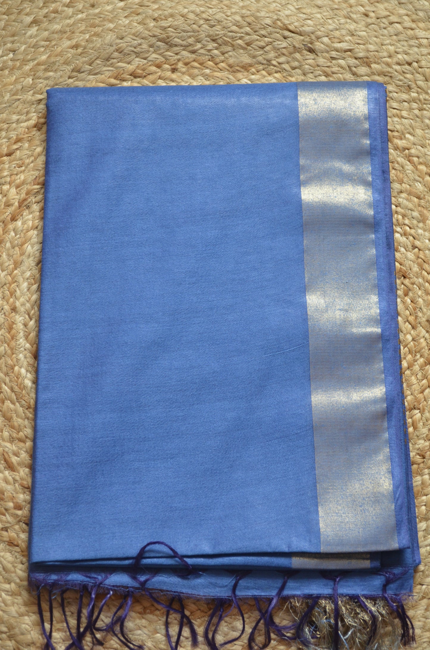 Indigo Blue Vegan Tussar Silk Handloom Saree