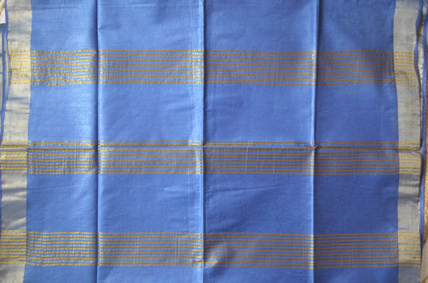 Indigo Blue Vegan Tussar Silk Handloom Saree