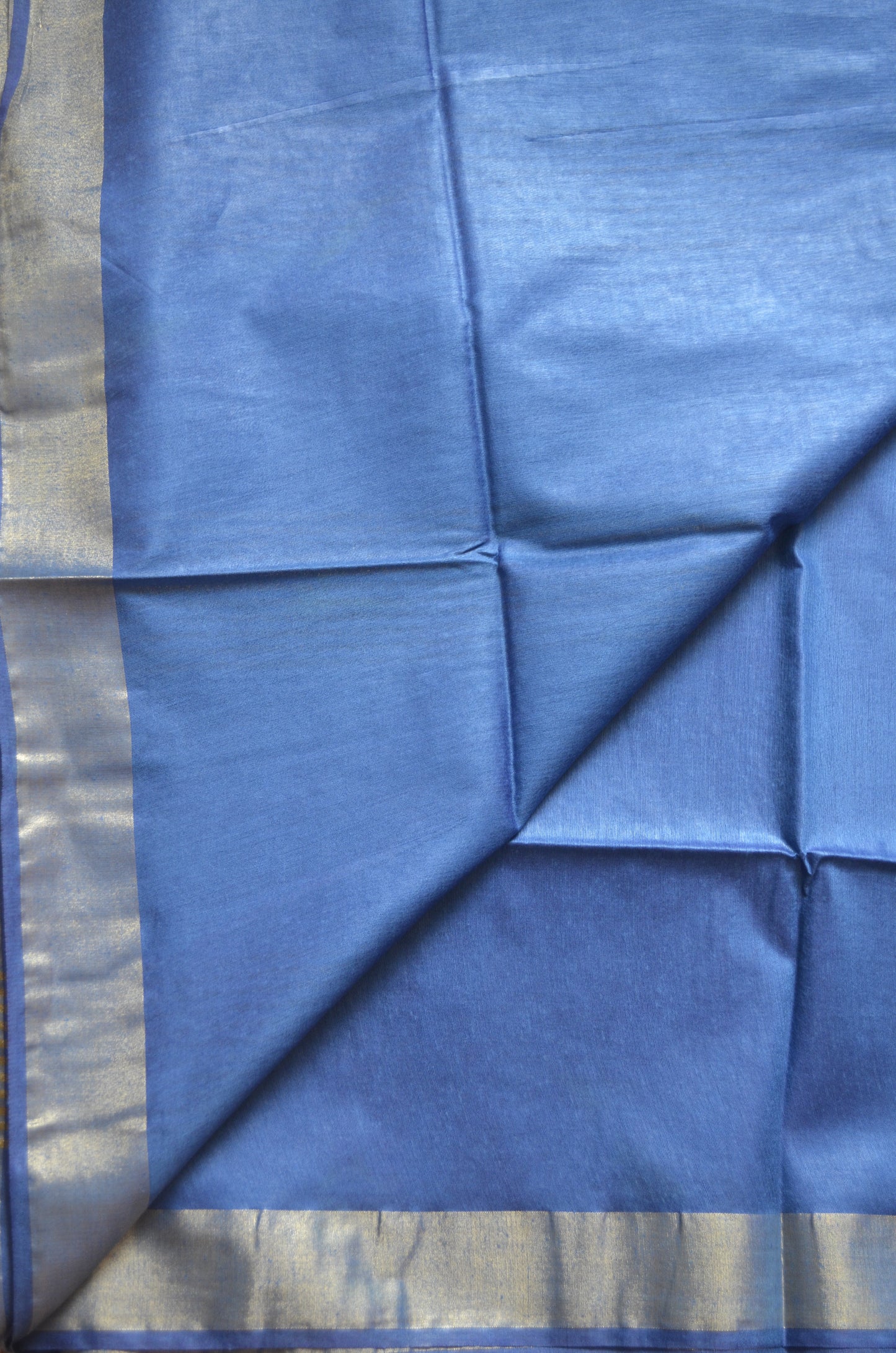 Indigo Blue Vegan Tussar Silk Handloom Saree