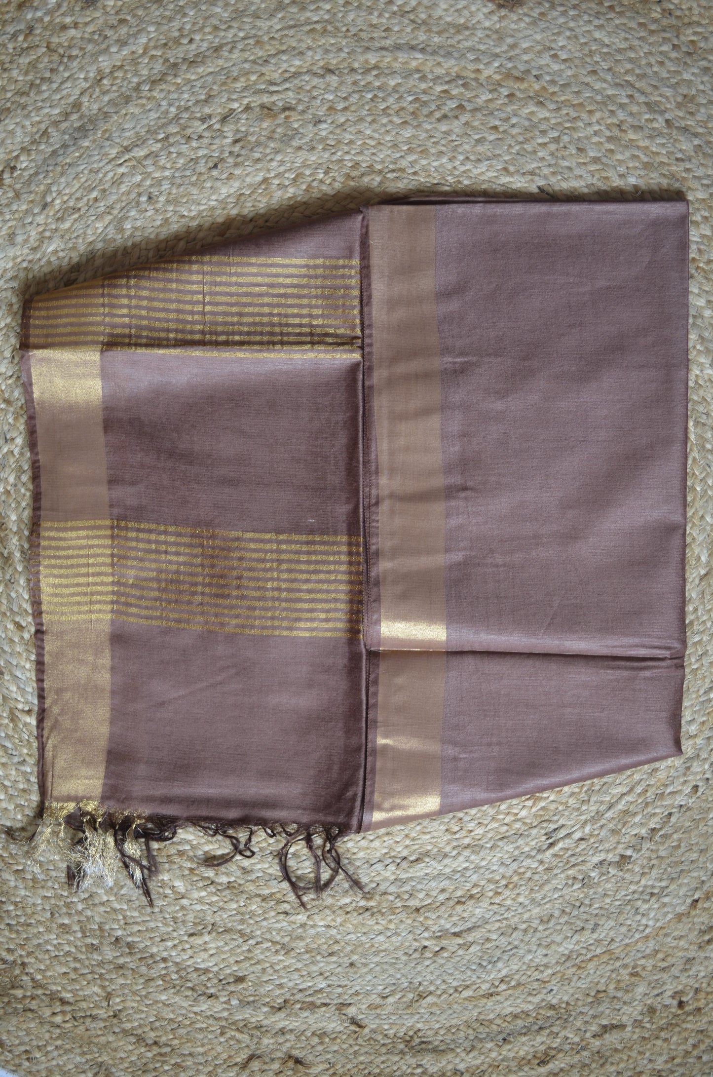 Brown Vegan Tussar Silk Handloom Saree