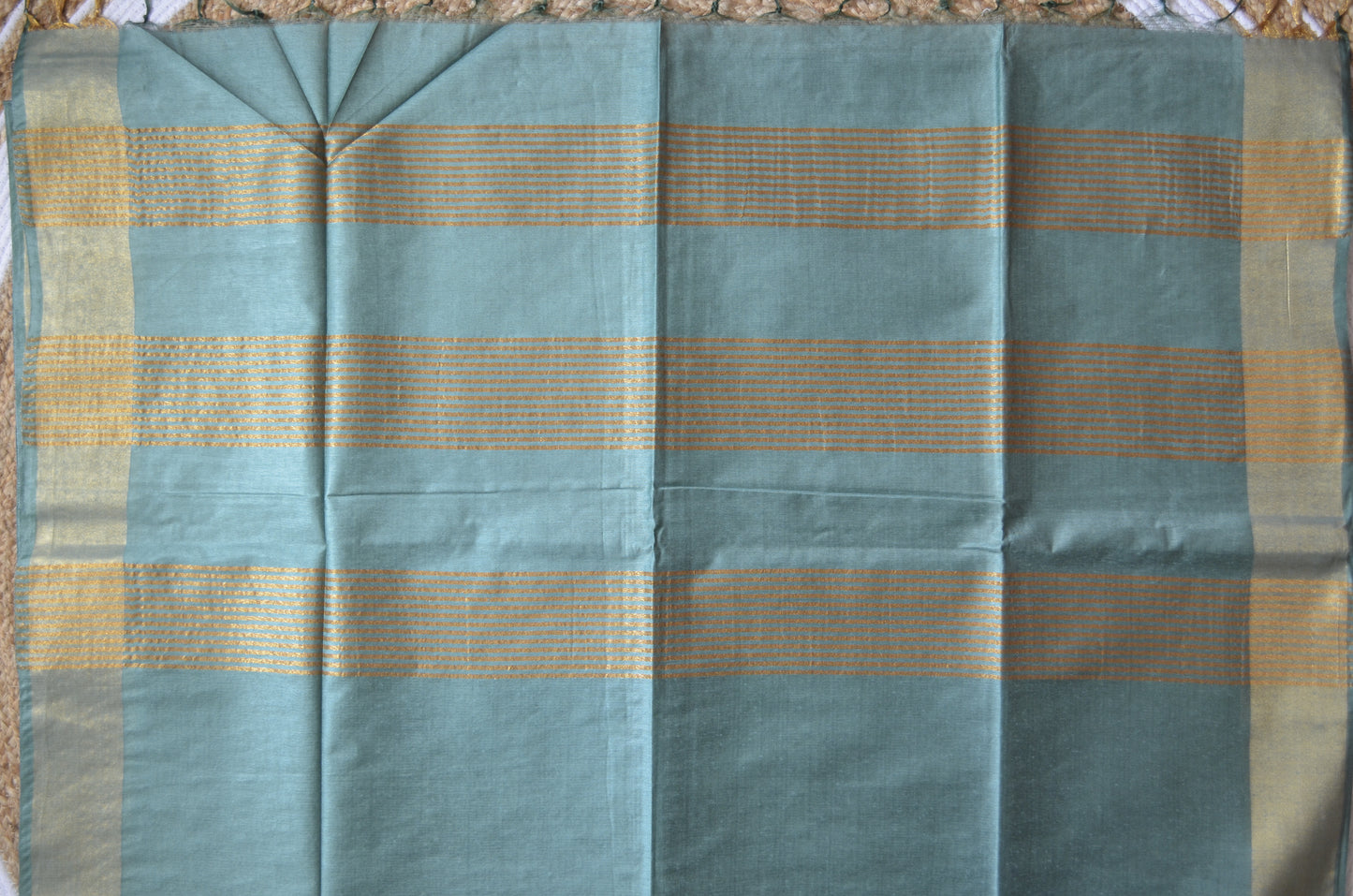 Bottle Green Vegan Tussar Silk Handloom Saree