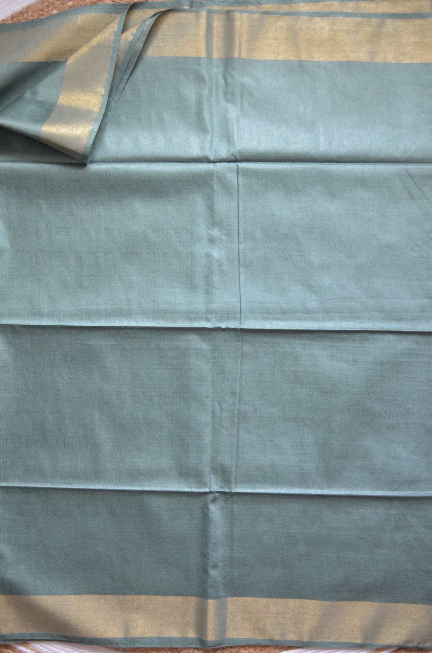 Bottle Green Vegan Tussar Silk Handloom Saree