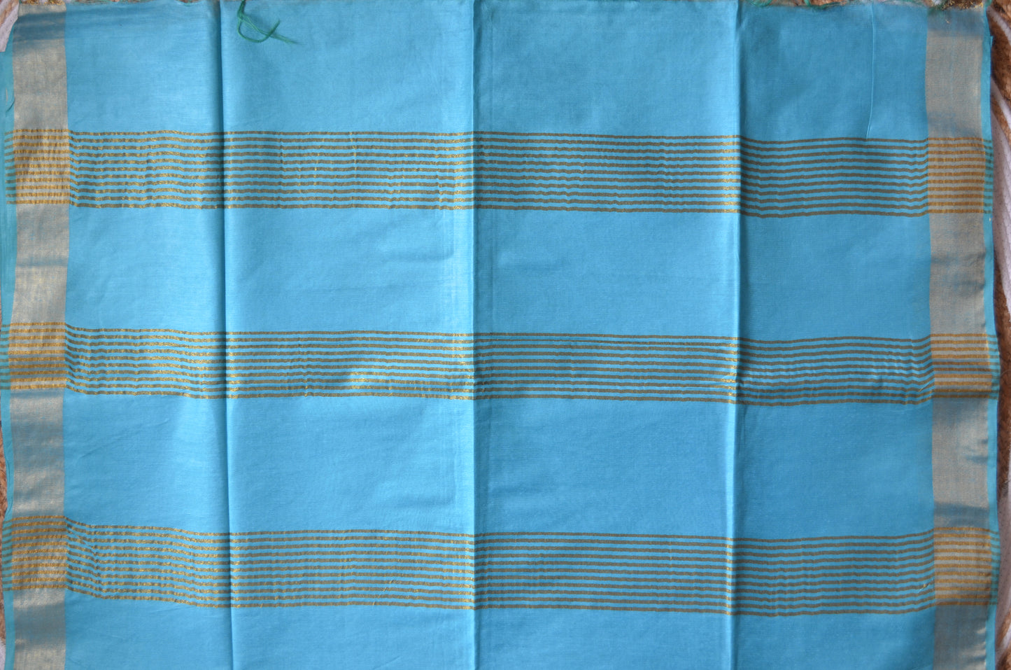 Teal Vegan Tussar Silk Handloom Saree
