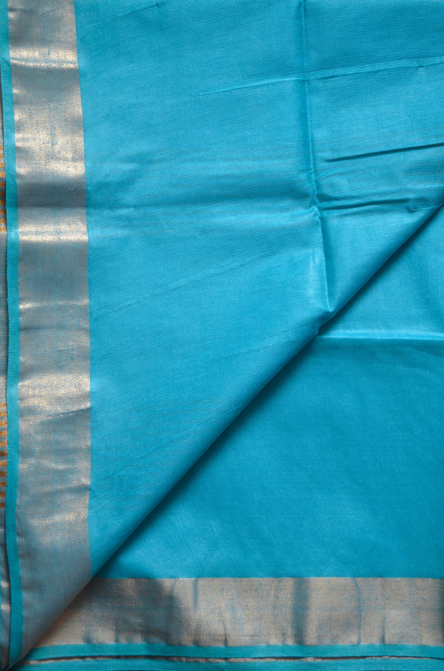 Teal Vegan Tussar Silk Handloom Saree