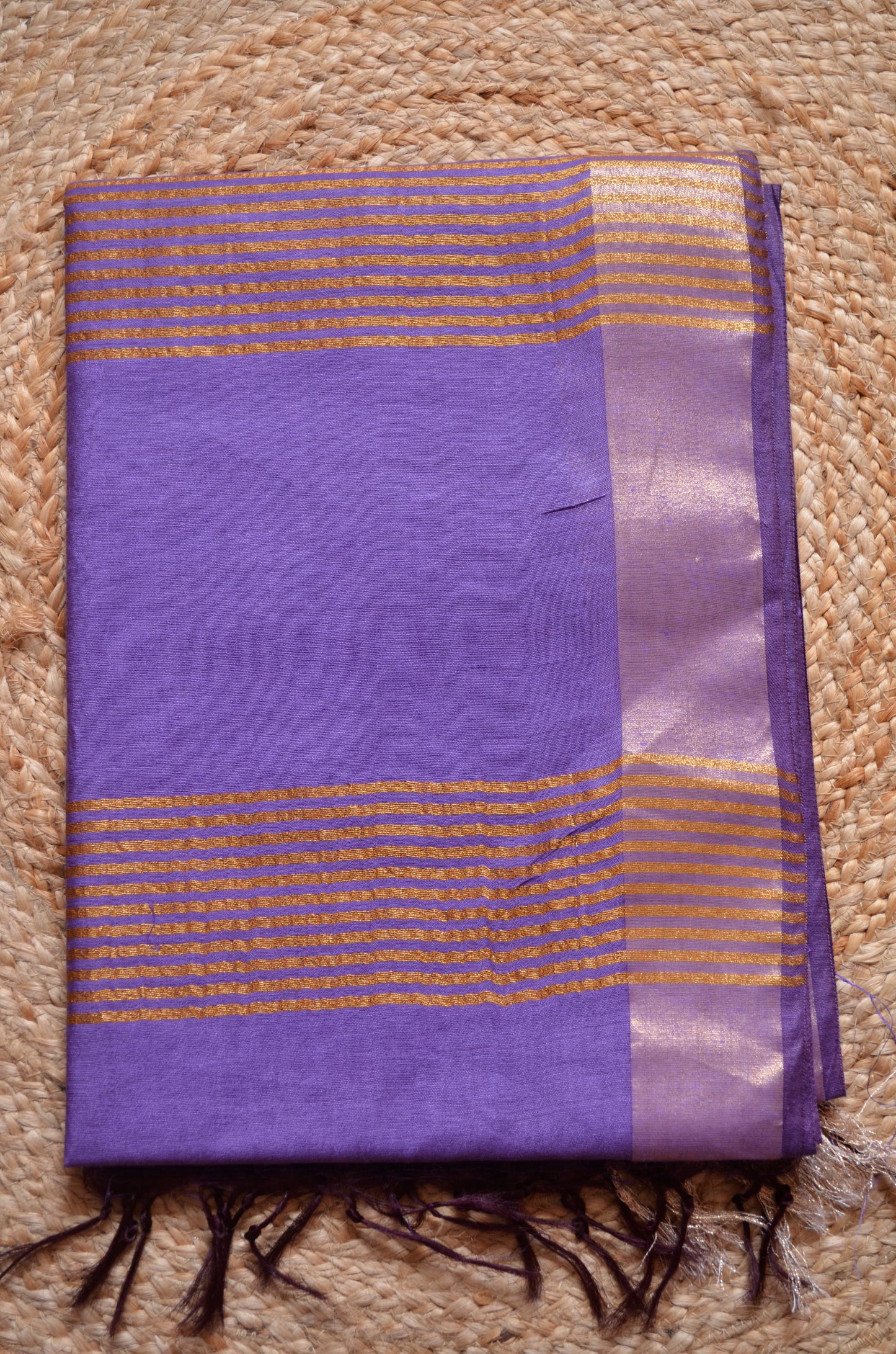 Purple Vegan Tussar Silk Handloom Saree