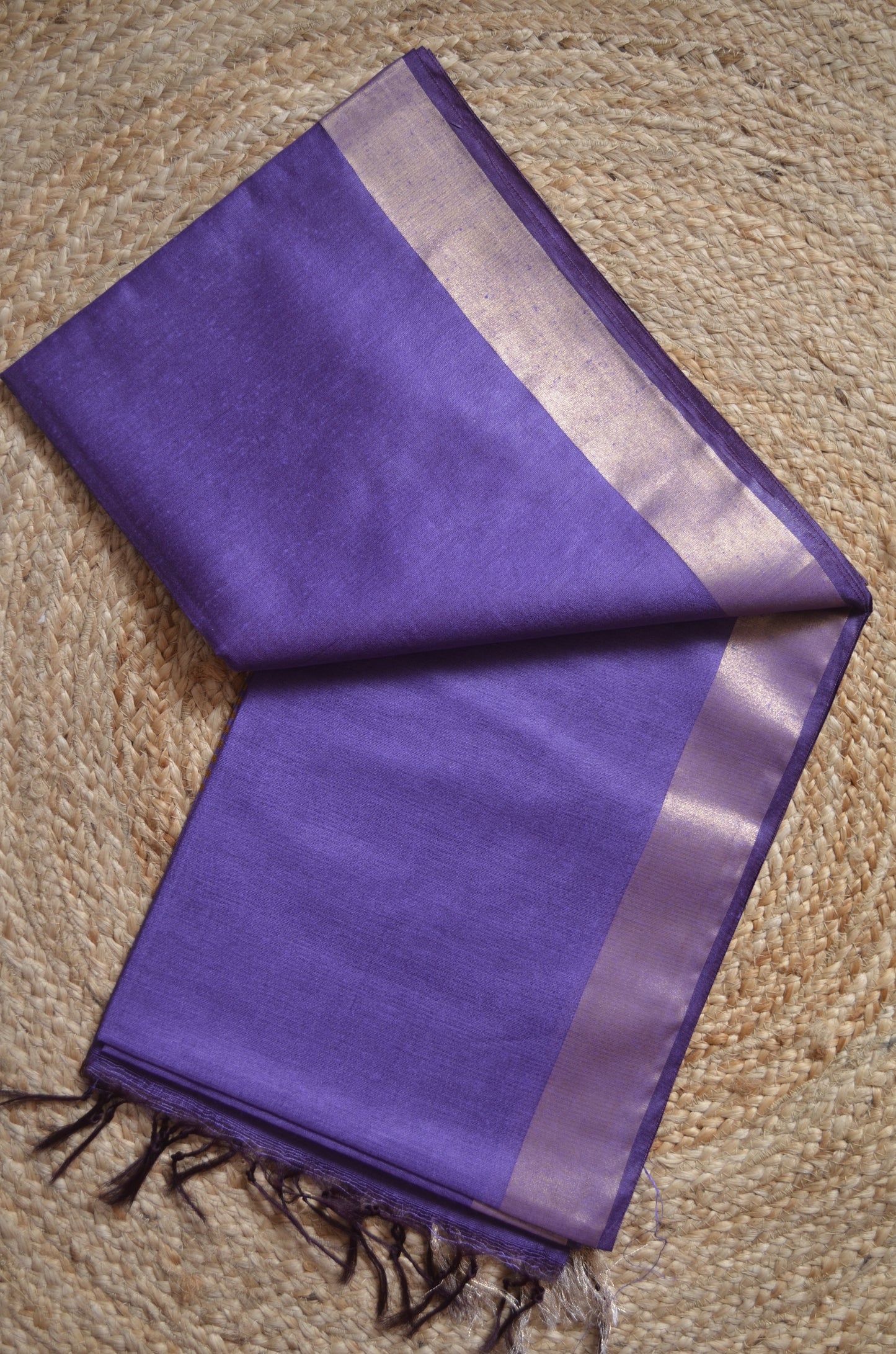 Purple Vegan Tussar Silk Handloom Saree