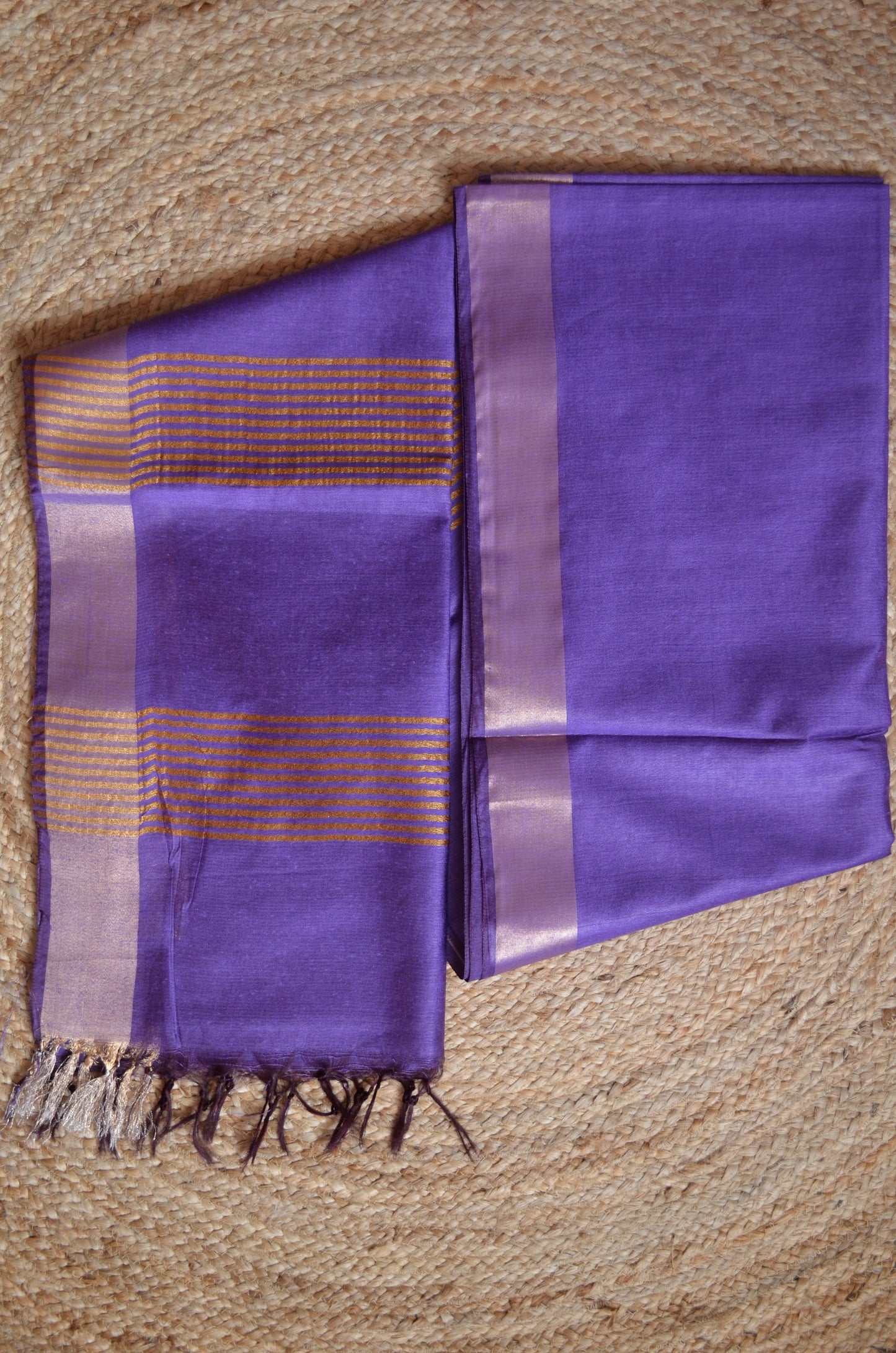 Purple Vegan Tussar Silk Handloom Saree