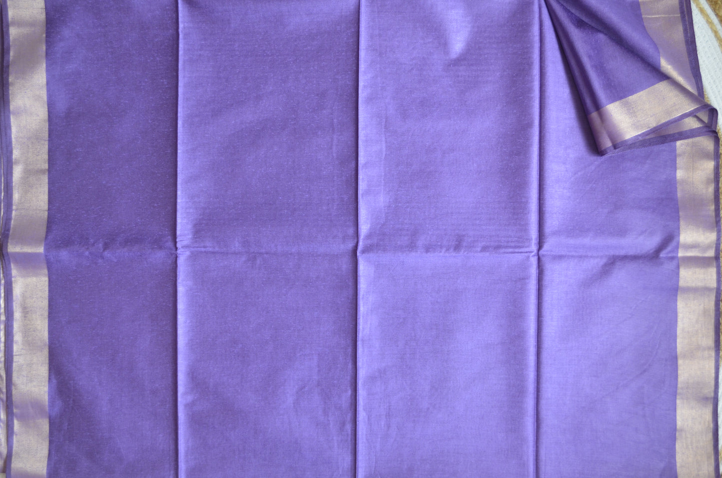 Purple Vegan Tussar Silk Handloom Saree