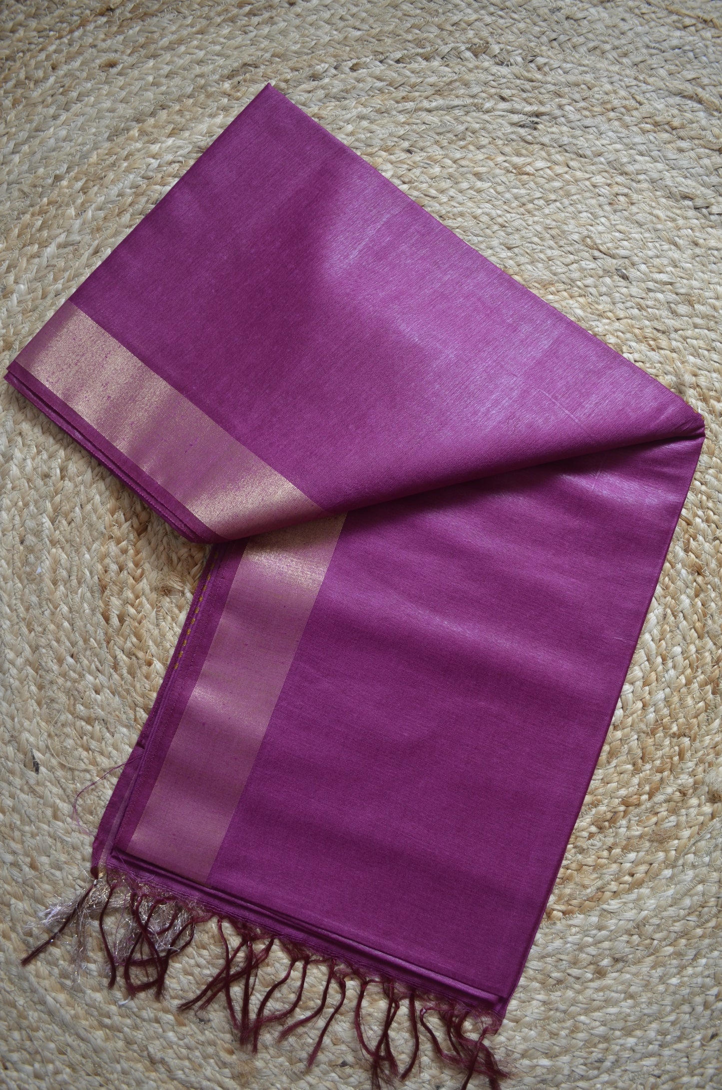 Magenta Vegan Tussar Silk Handloom Saree