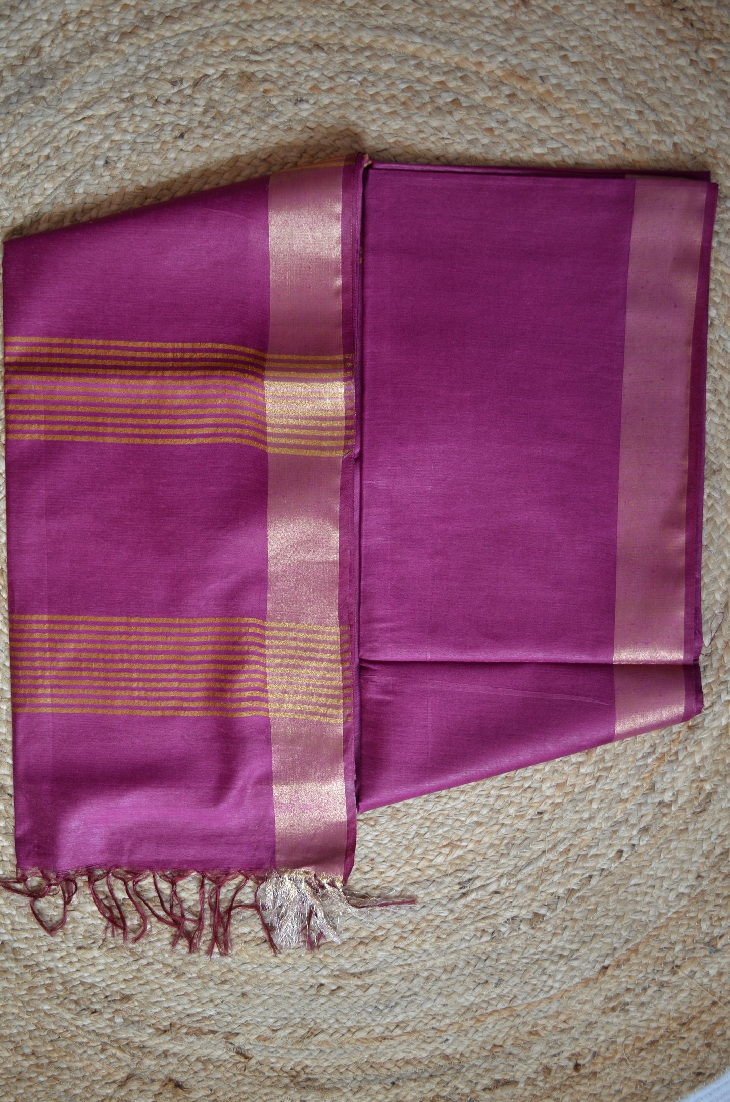 Magenta Vegan Tussar Silk Handloom Saree
