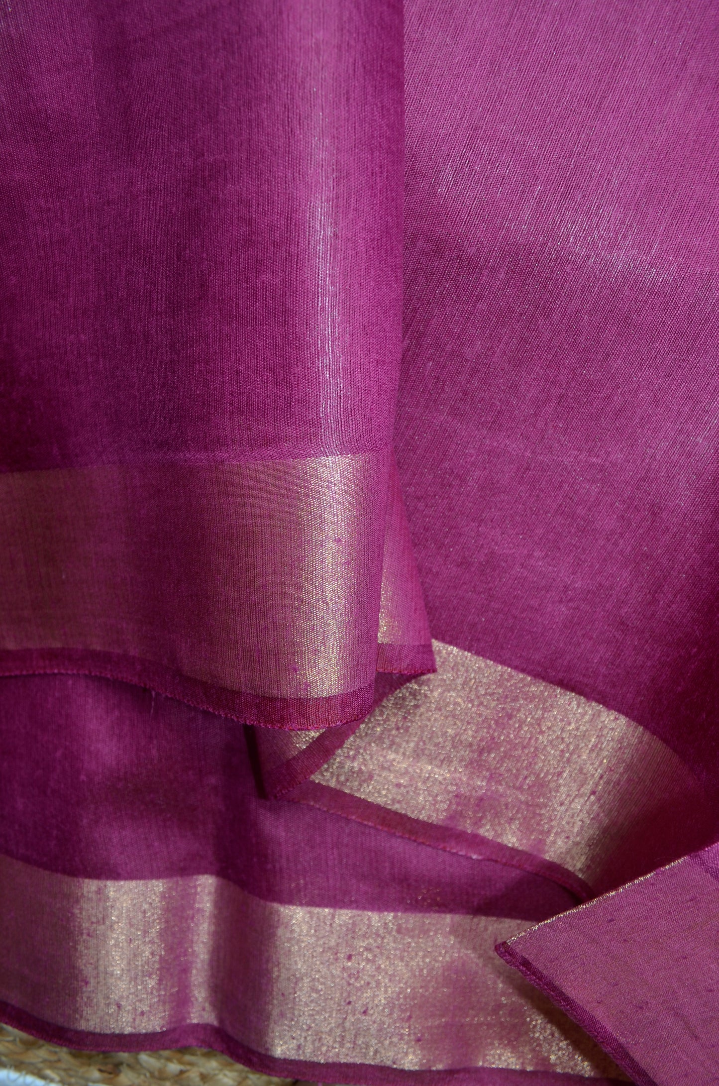 Magenta Vegan Tussar Silk Handloom Saree
